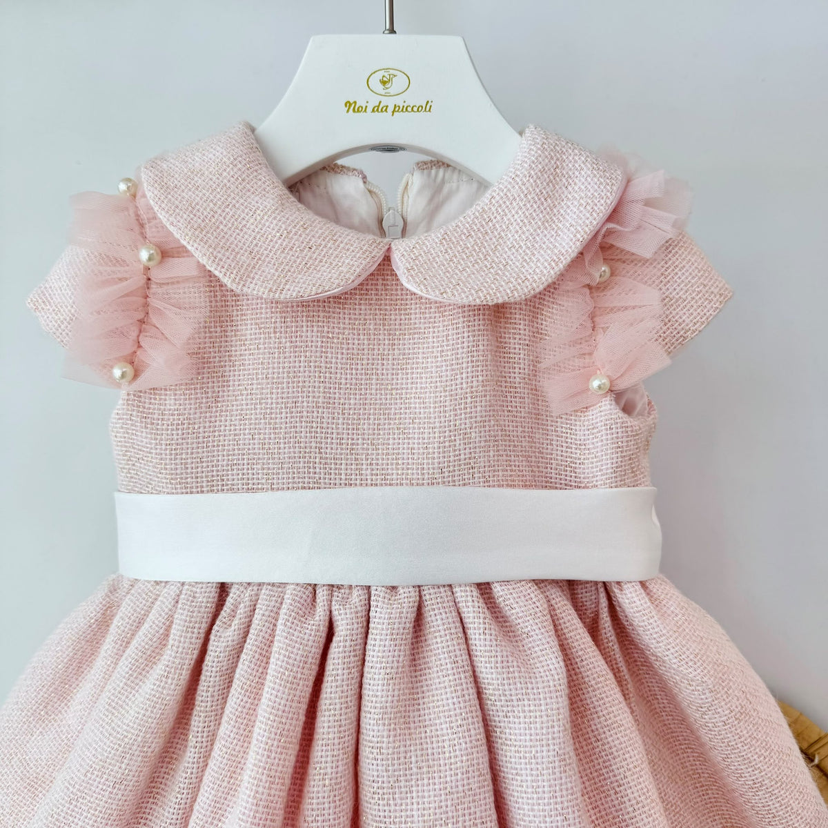 ABITO ABITO ELEGANTE IN TESSUTO EFFETTO TWEED ROSA - Noi da piccoli