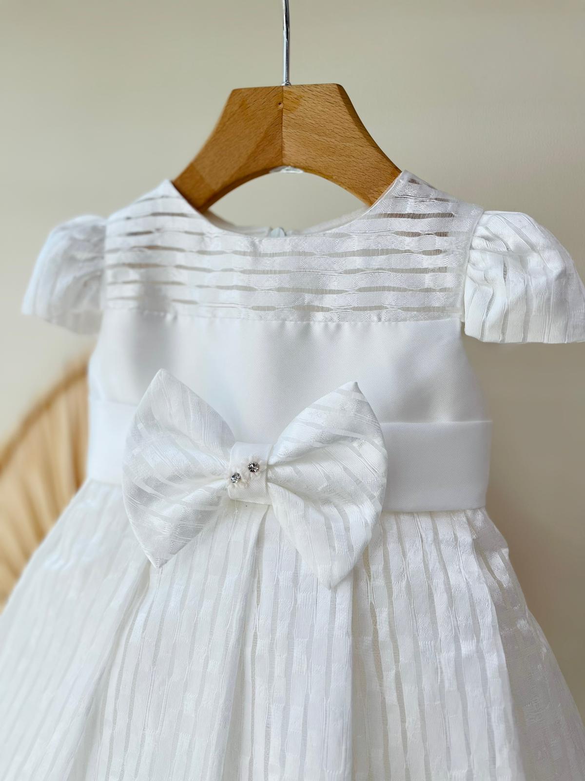 ABITO CERIMONIALE BIANCO CON TULLE E FIOCCO CENTRALE - Noi da piccoli