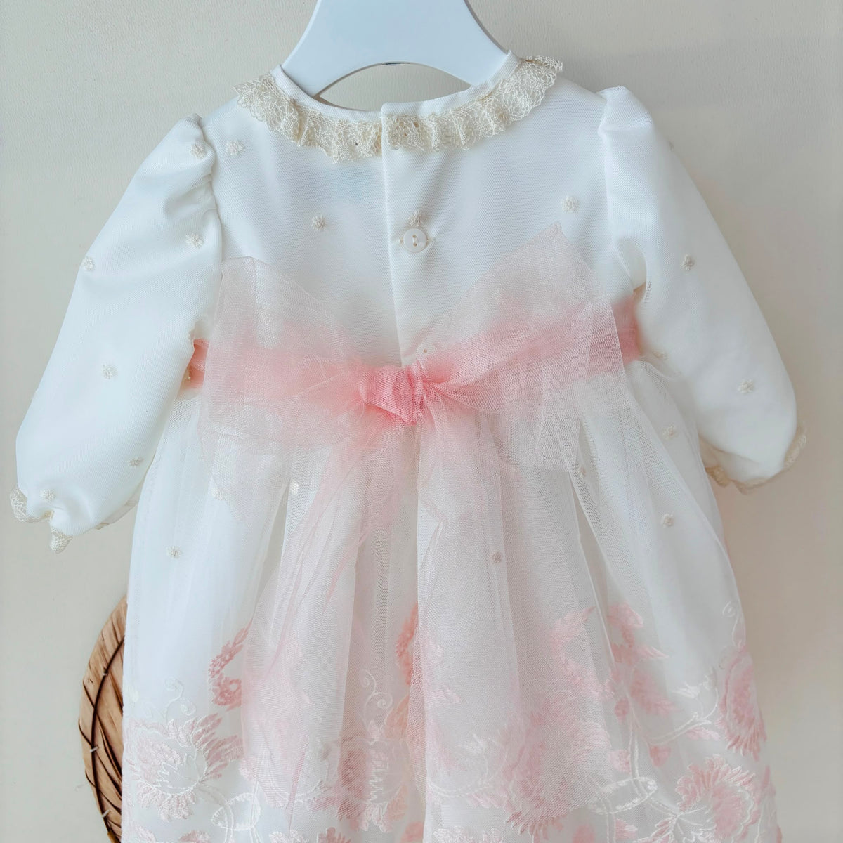 Cream Pink Romantic Flower Ceremony Dress Ponto Por Ponto - Noi da piccoli