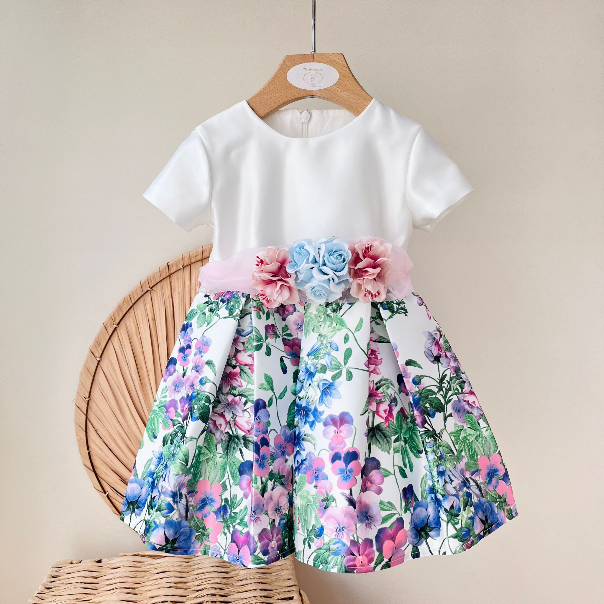 ABITO CERIMONIALE FLOREALE BIANCO - Noi da piccoli
