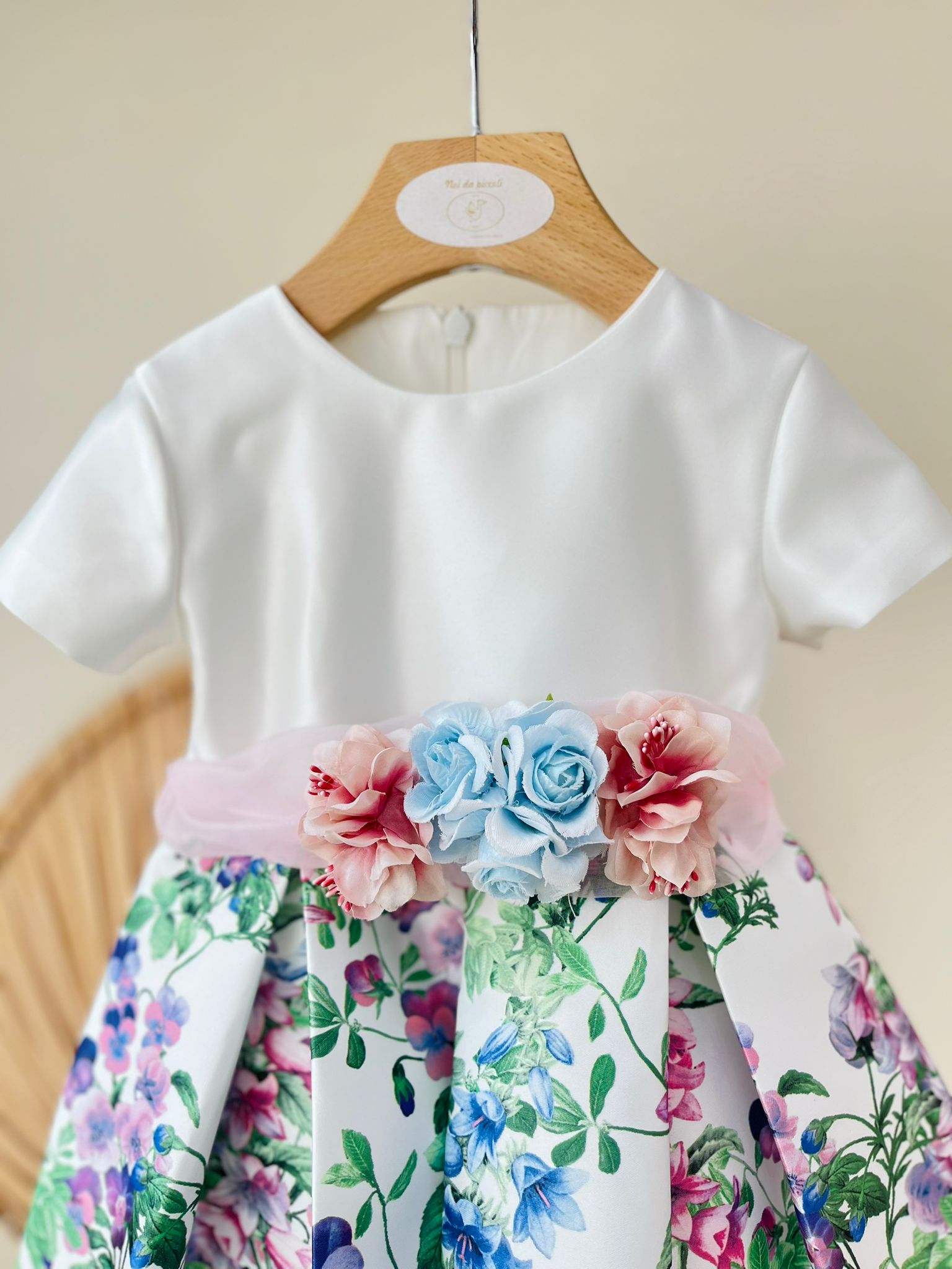 ABITO CERIMONIALE FLOREALE BIANCO - Noi da piccoli