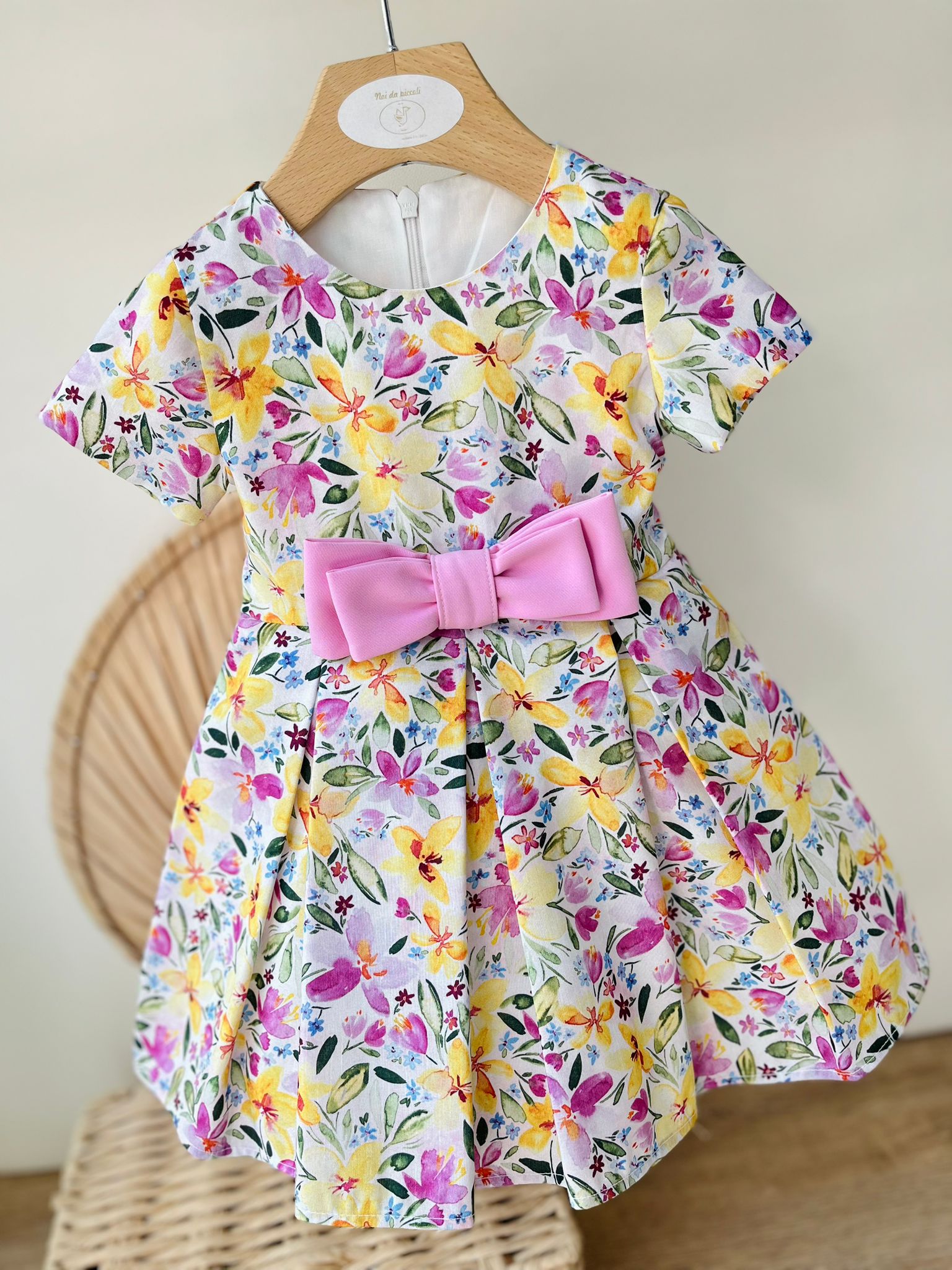 ABITO CERIMONIALE FLOREALE ROSA - Noi da piccoli