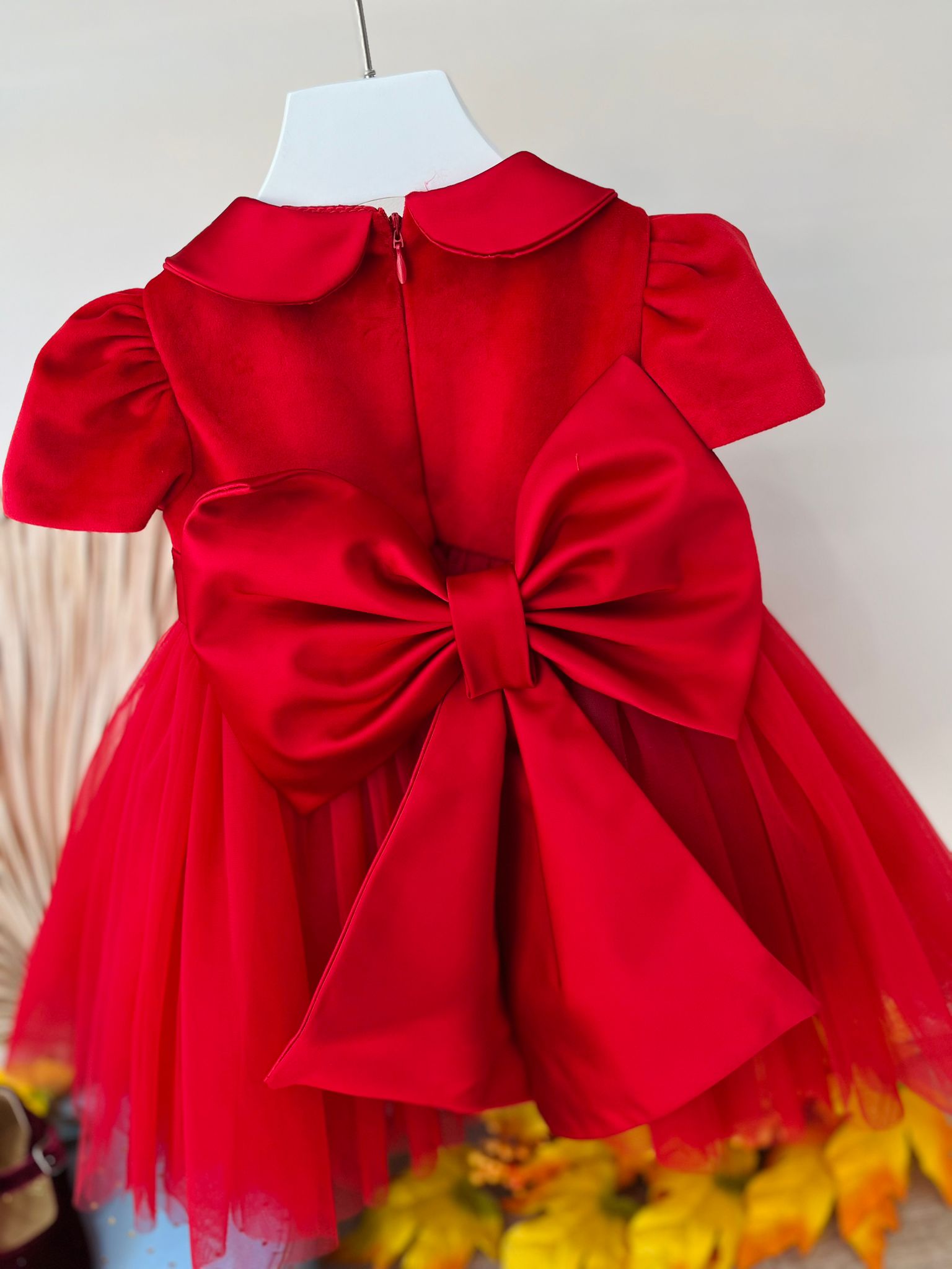 ABITO CERIMONIALE IN VELLUTO E TULLE CON SWAROSKI Rosso - Noi da piccoli