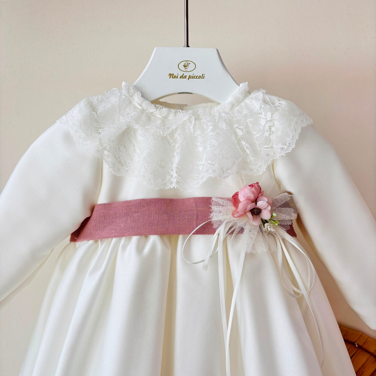 Abito Cerimoniale Nicla Bianco Rosa Ponto Por Ponto - Noi da piccoli