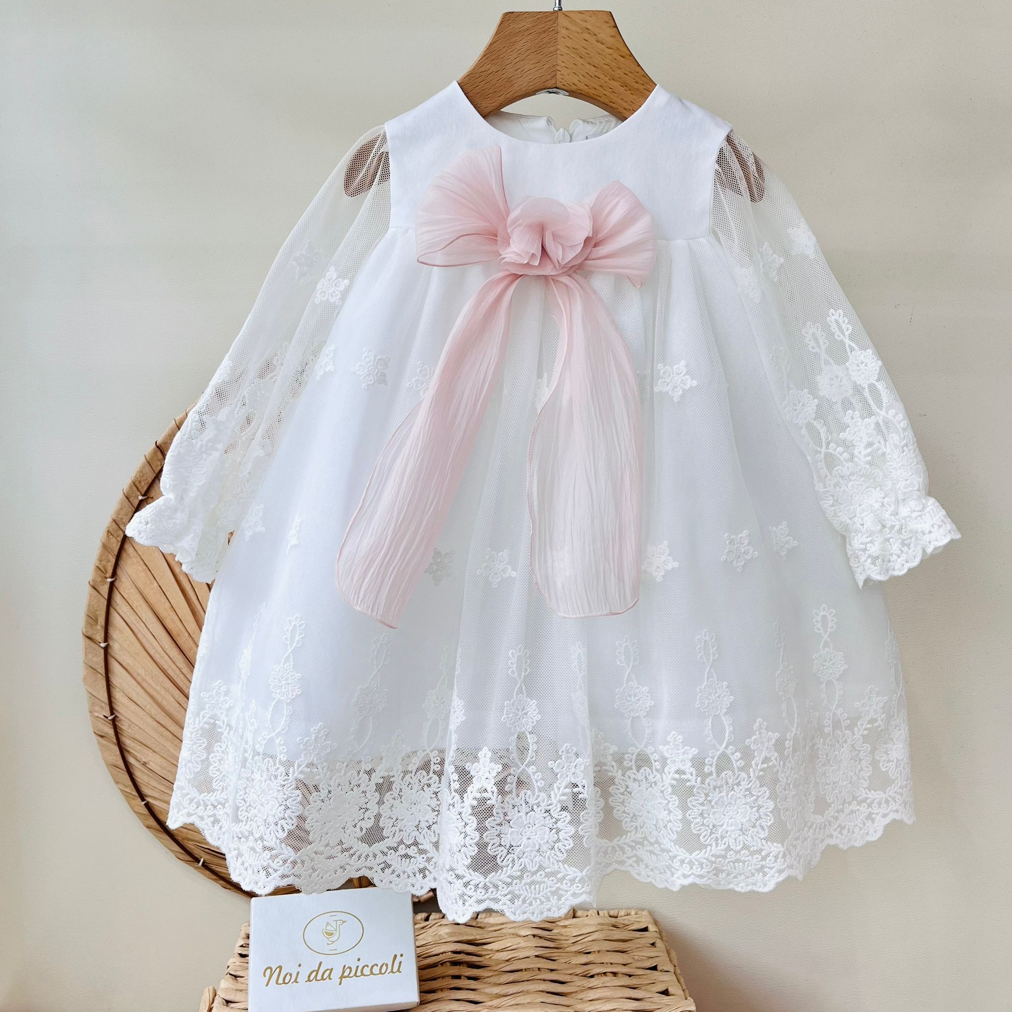 ABITO FIOCCO INCANTATO BIANCO ROSA - Noi da piccoli