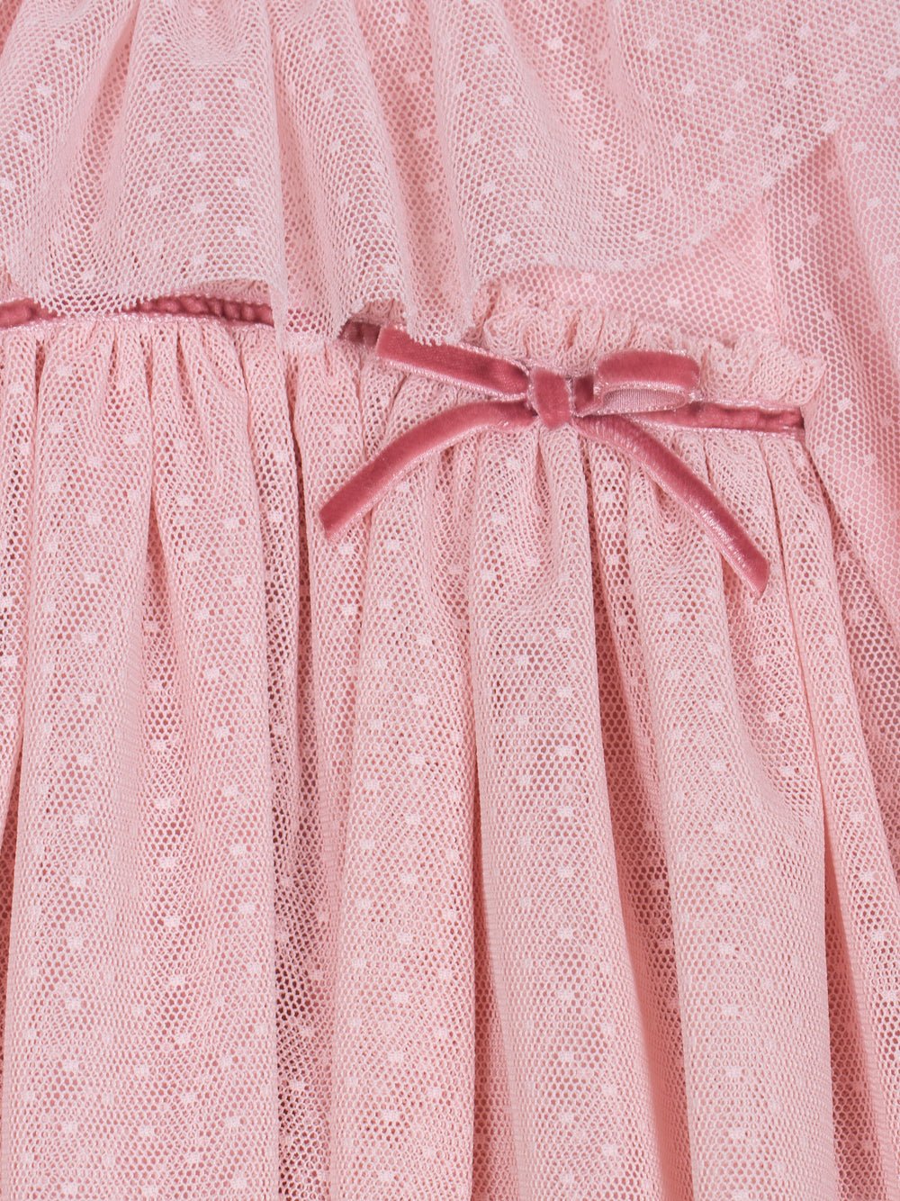ABITO IN TULLE A POIS ALL - OVER E FIOCCO IN VELLUTO PINK - Noi da piccoli