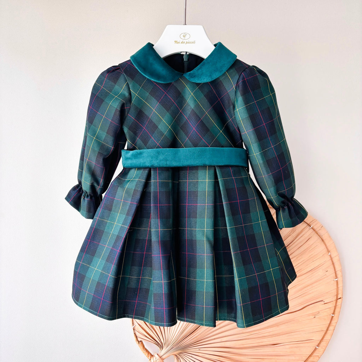 Abito Tartan e Velluto Verde Bufi
