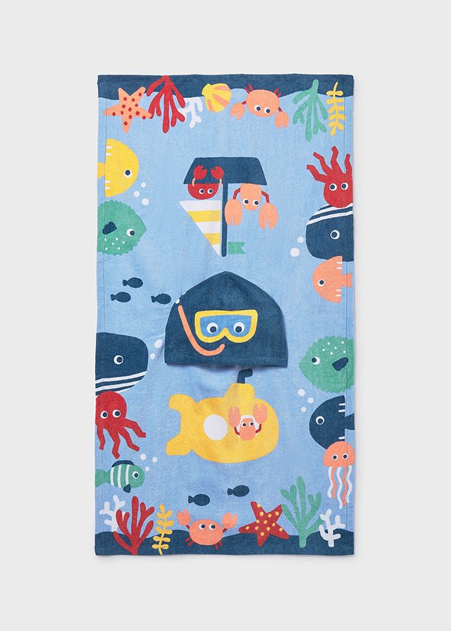 ASCIUGAMANO MARE CON CAPPUCCIO BLU - Noi da piccoli