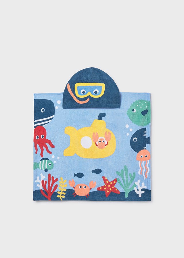 ASCIUGAMANO MARE CON CAPPUCCIO BLU - Noi da piccoli