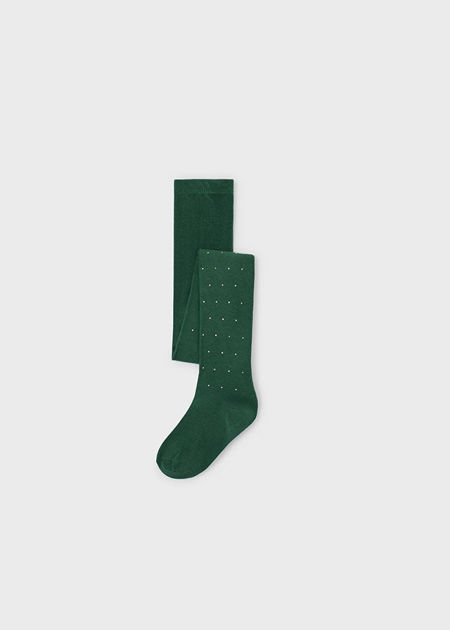 COLLANT IN FILATO CALDO VERDE CON PUNTI LUCE