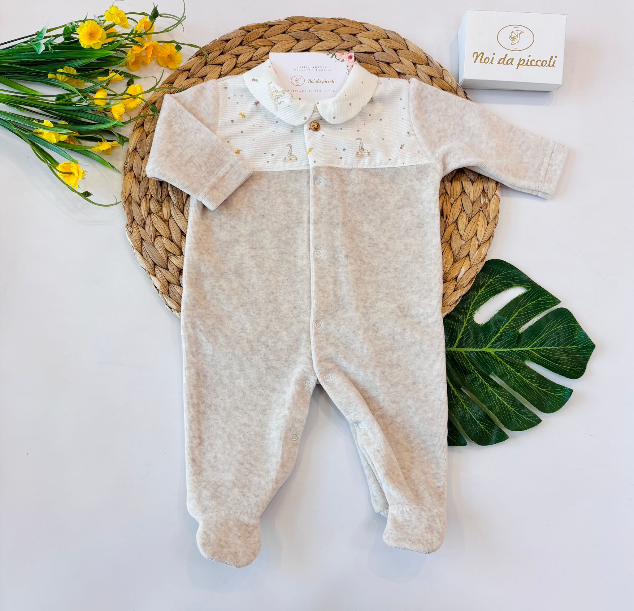 TUTINA IN CINIGLIA BEIGE CON OCHETTE