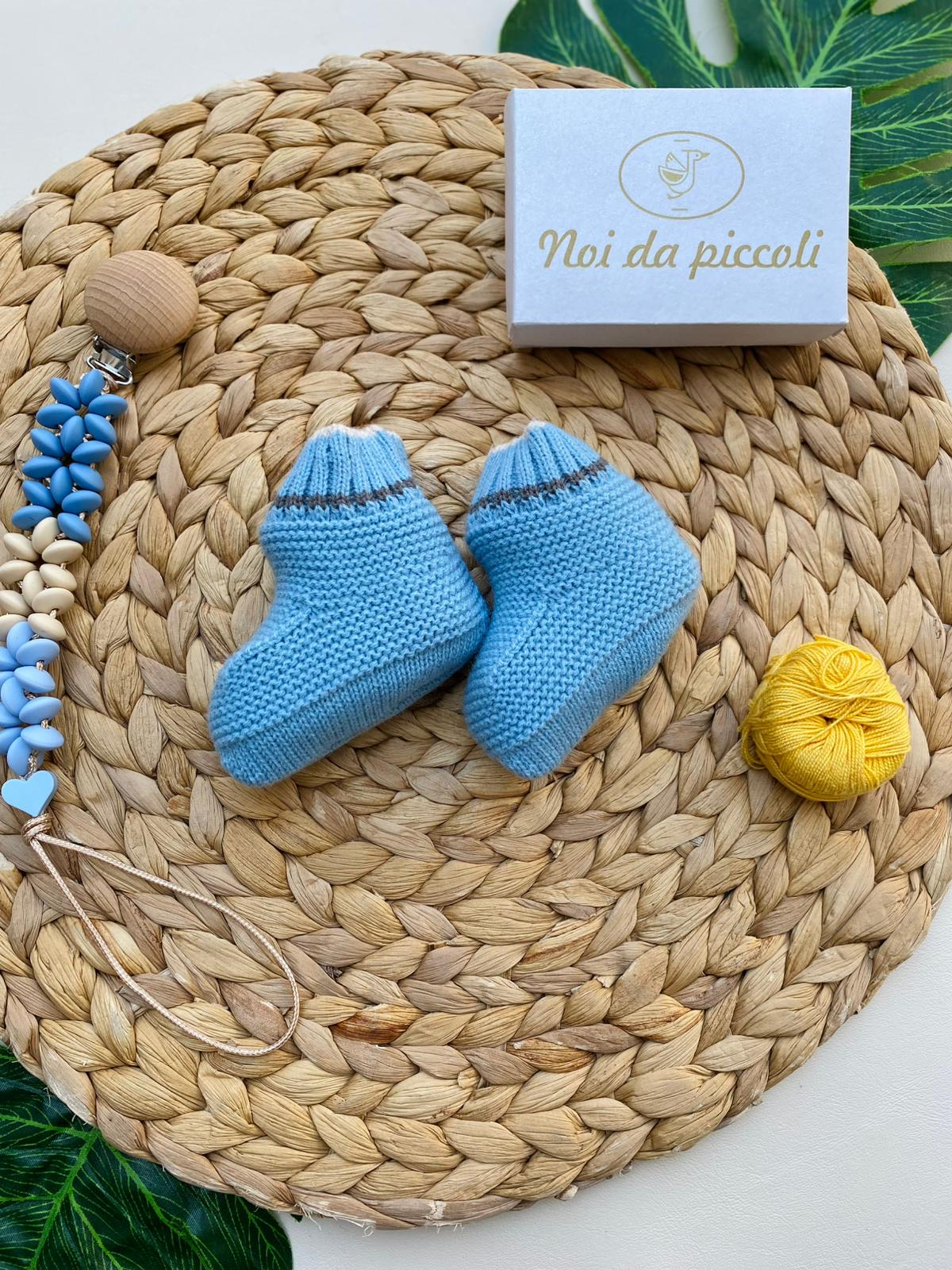 BABBUCCE IN FILATO CALDO FILATO CALDO AZUL - Noi da piccoli