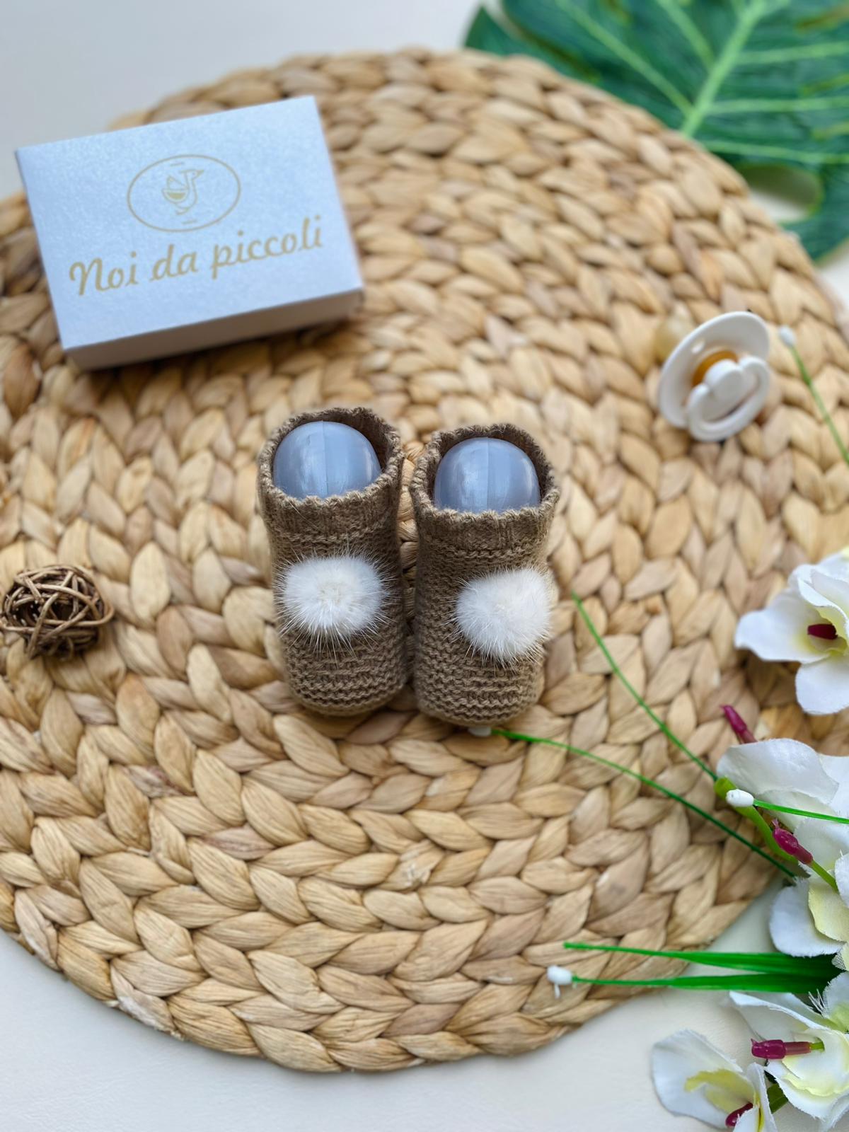 BABBUCCE IN FILATO CALDO FILATO CALDO BEIGE - Noi da piccoli