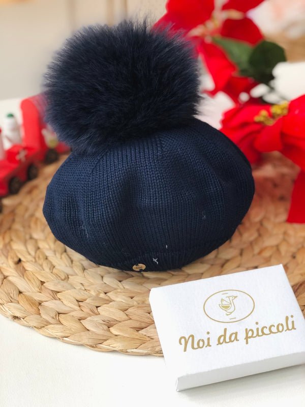 BASCO CON PON POM VOLPE Lana BLU - Noi da piccoli