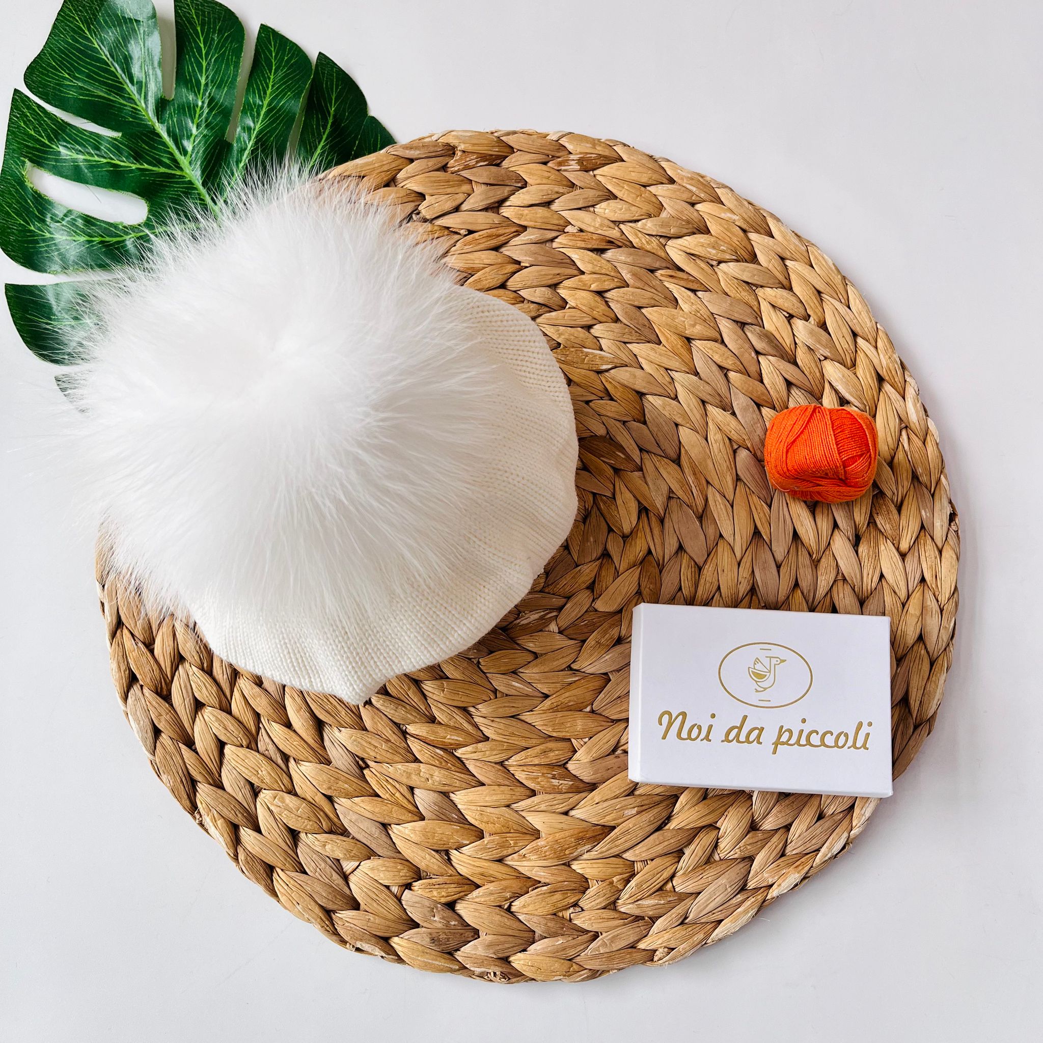 BASCO CON PON POM VOLPE Lana PANNA - Noi da piccoli