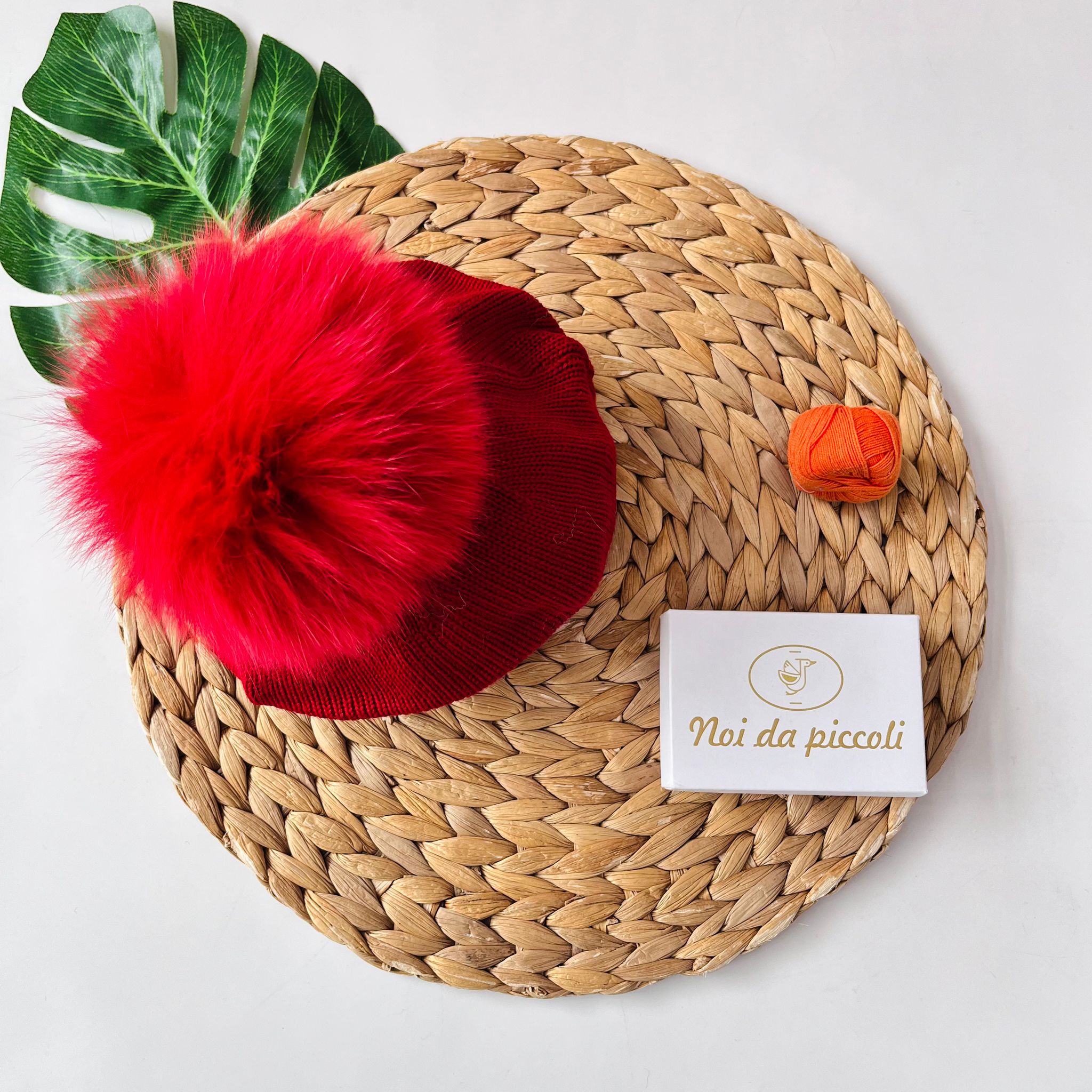 BASCO CON PON POM VOLPE Lana ROSSO - Noi da piccoli