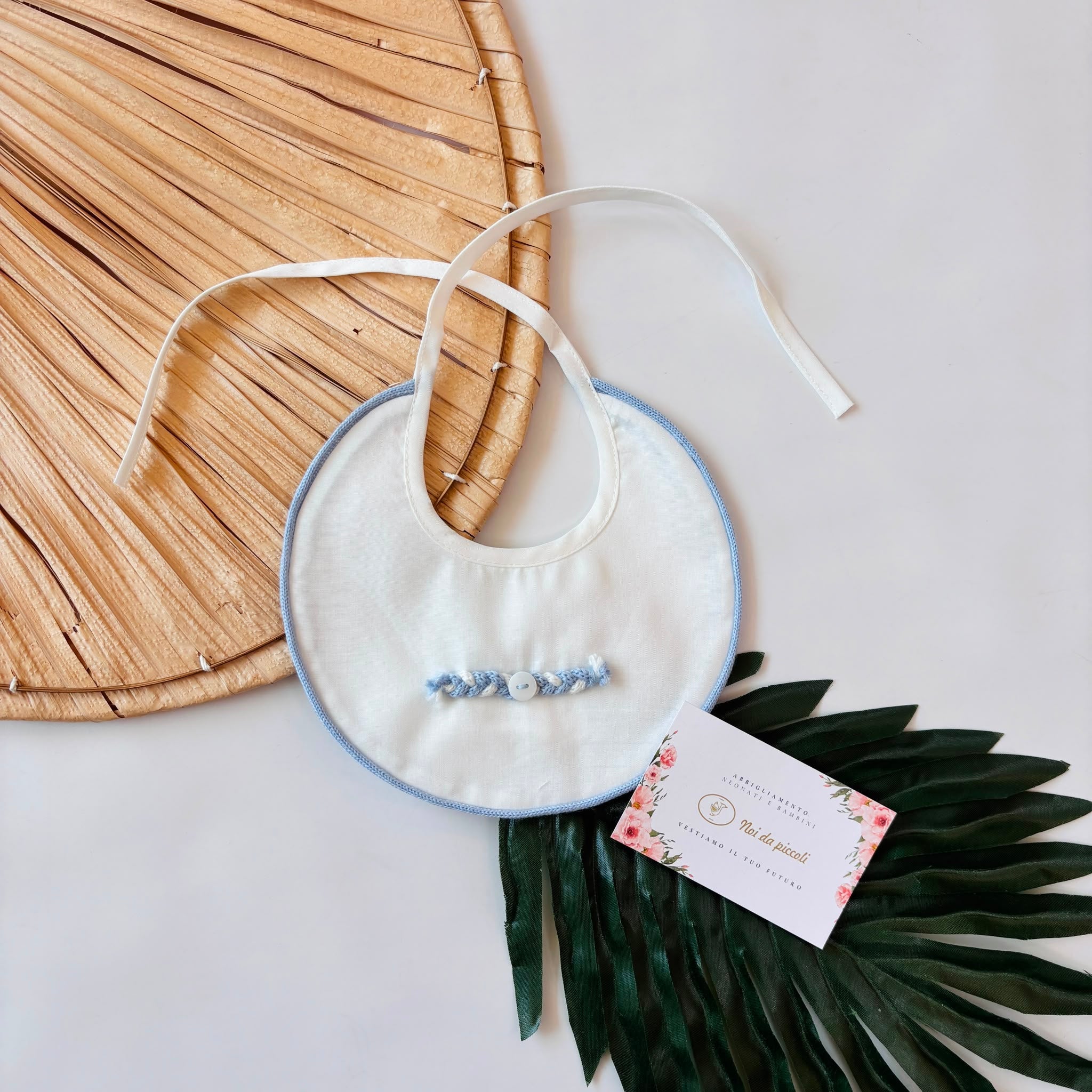 BAVETTA 100 % COTONE BIANCO INTRECCIO - Noi da piccoli