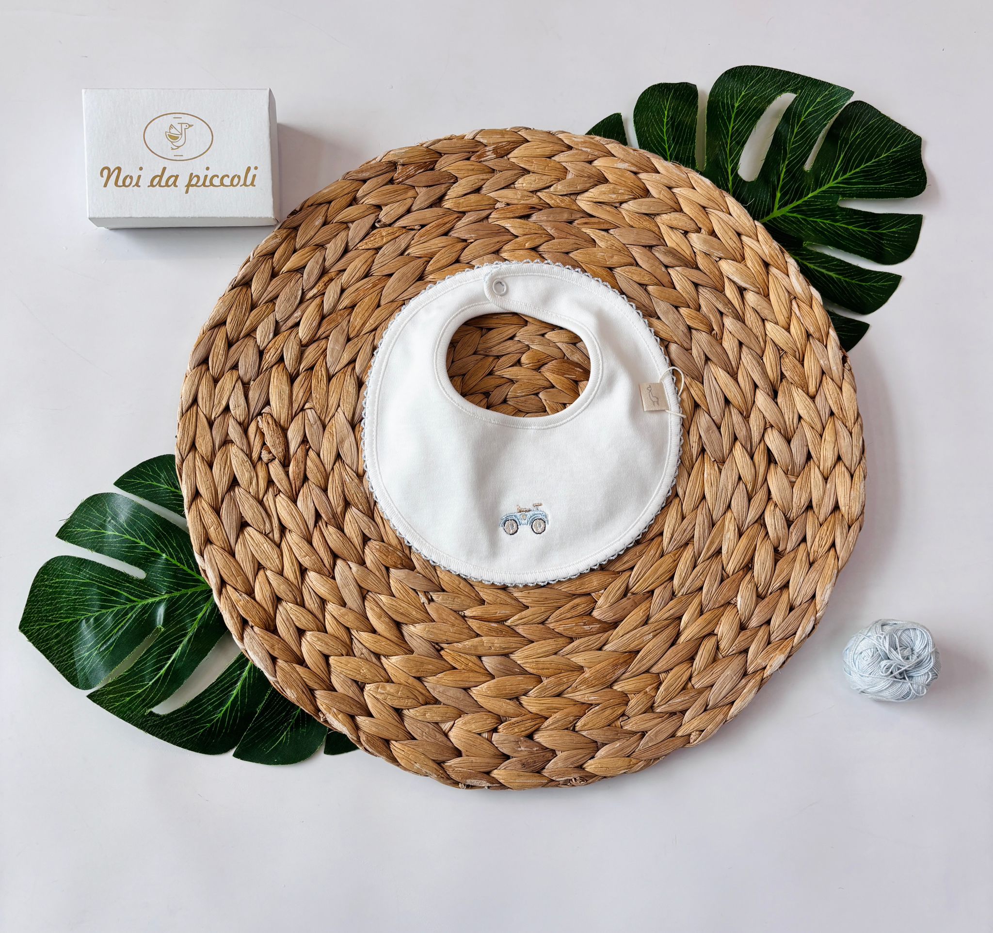 BAVETTA 100 % COTONE BIANCO MACCHININA - Noi da piccoli