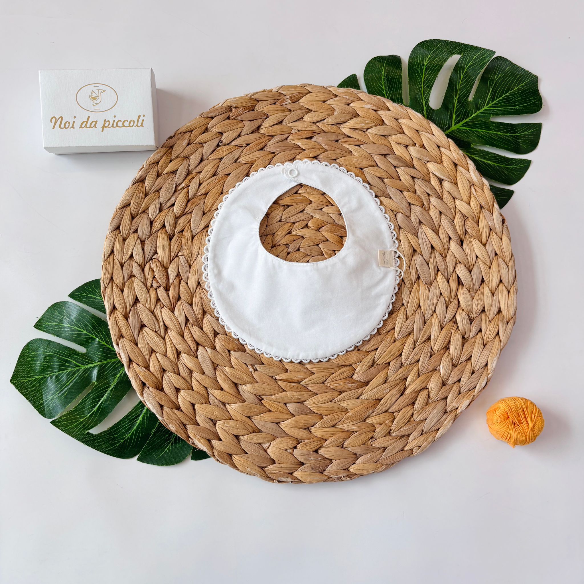 BAVETTA 100 % COTONE BIANCO ONDULATA - Noi da piccoli