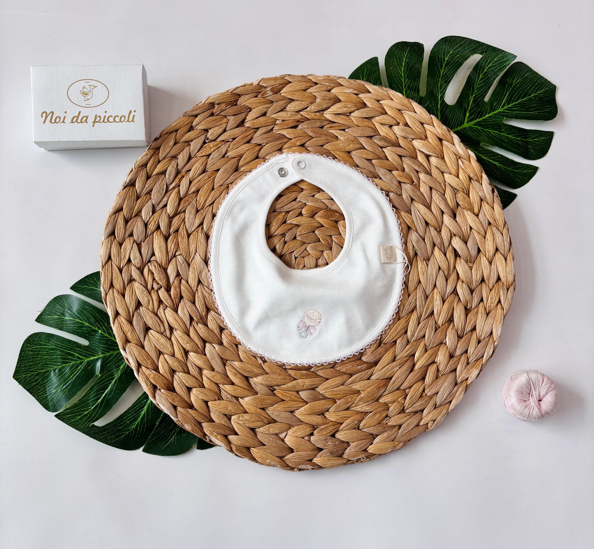 BAVETTA 100 % COTONE BIANCO SONAGLIO - Noi da piccoli