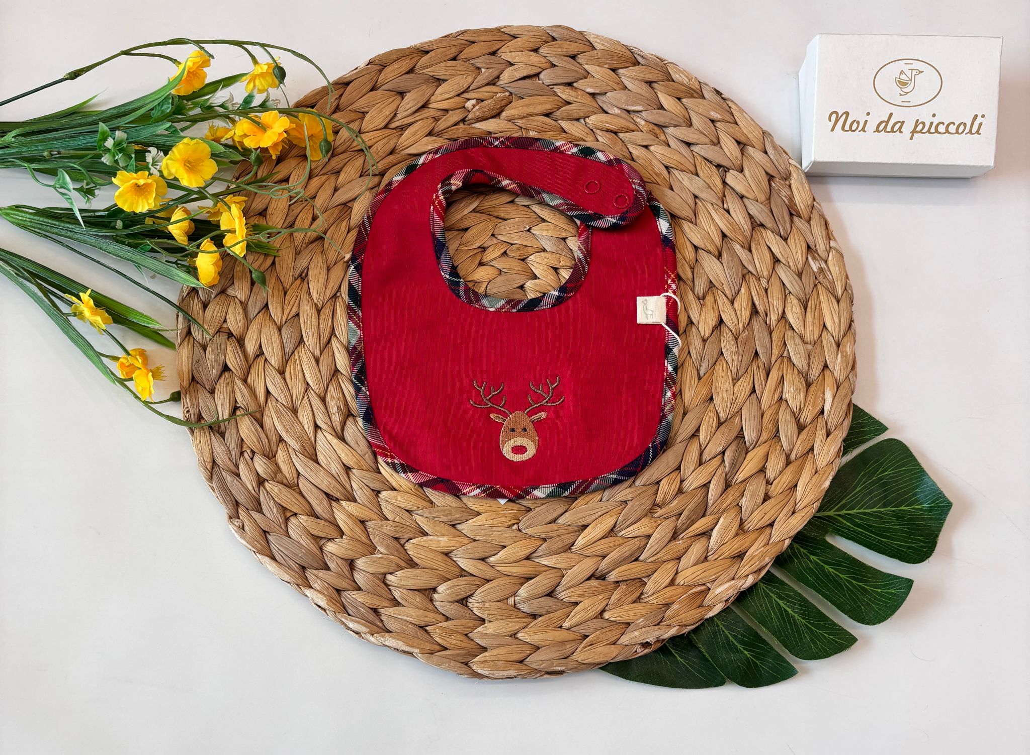 BAVETTA 100 % COTONE ROSSO RUDOLF - Noi da piccoli