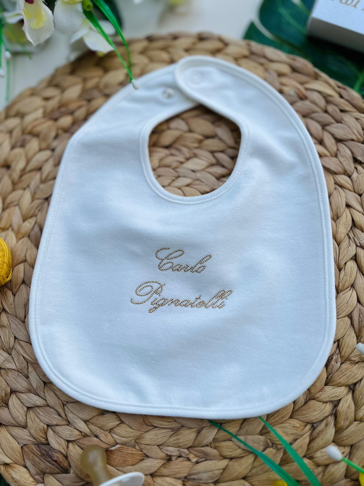 BAVETTA BIANCA CON LOGO ORO - Noi da piccoli