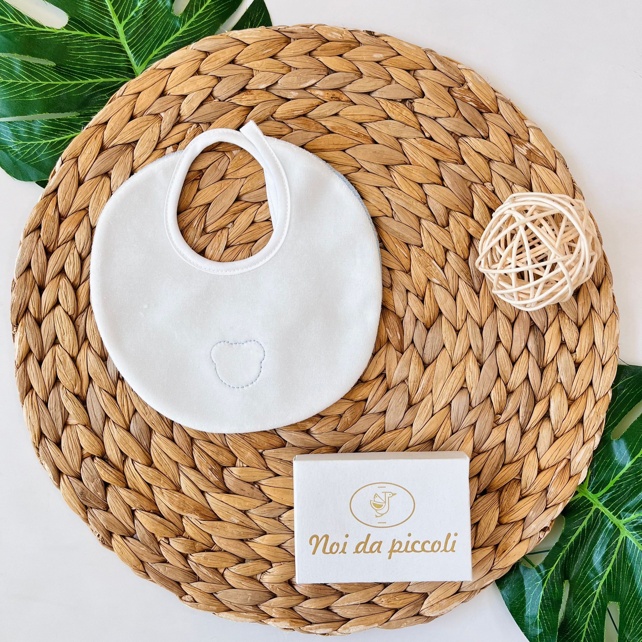 BAVETTA CON ORSETTO PANNA CIELO - Noi da piccoli