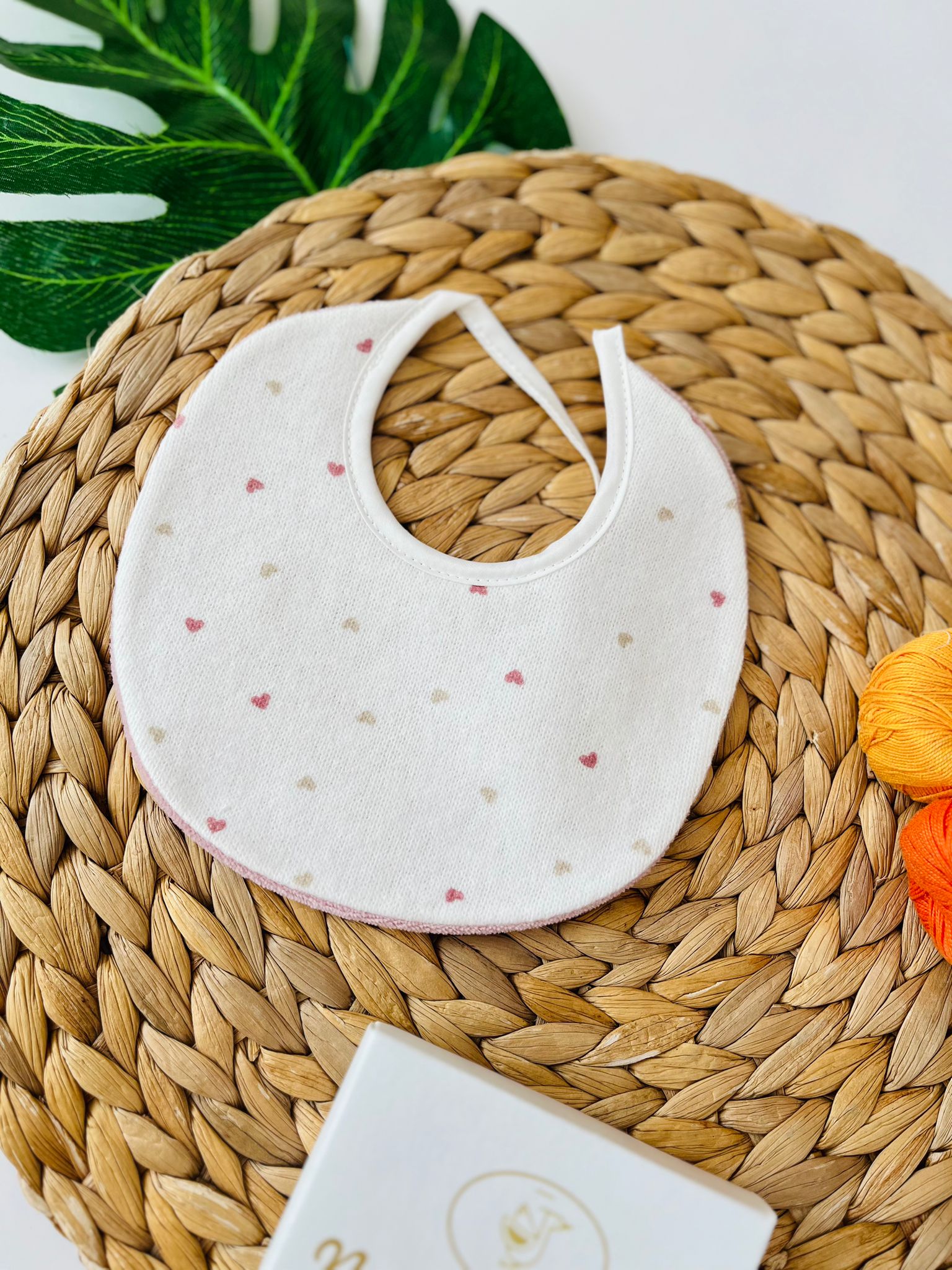 BAVETTA CUORI CINIGLIA PANNA - Noi da piccoli