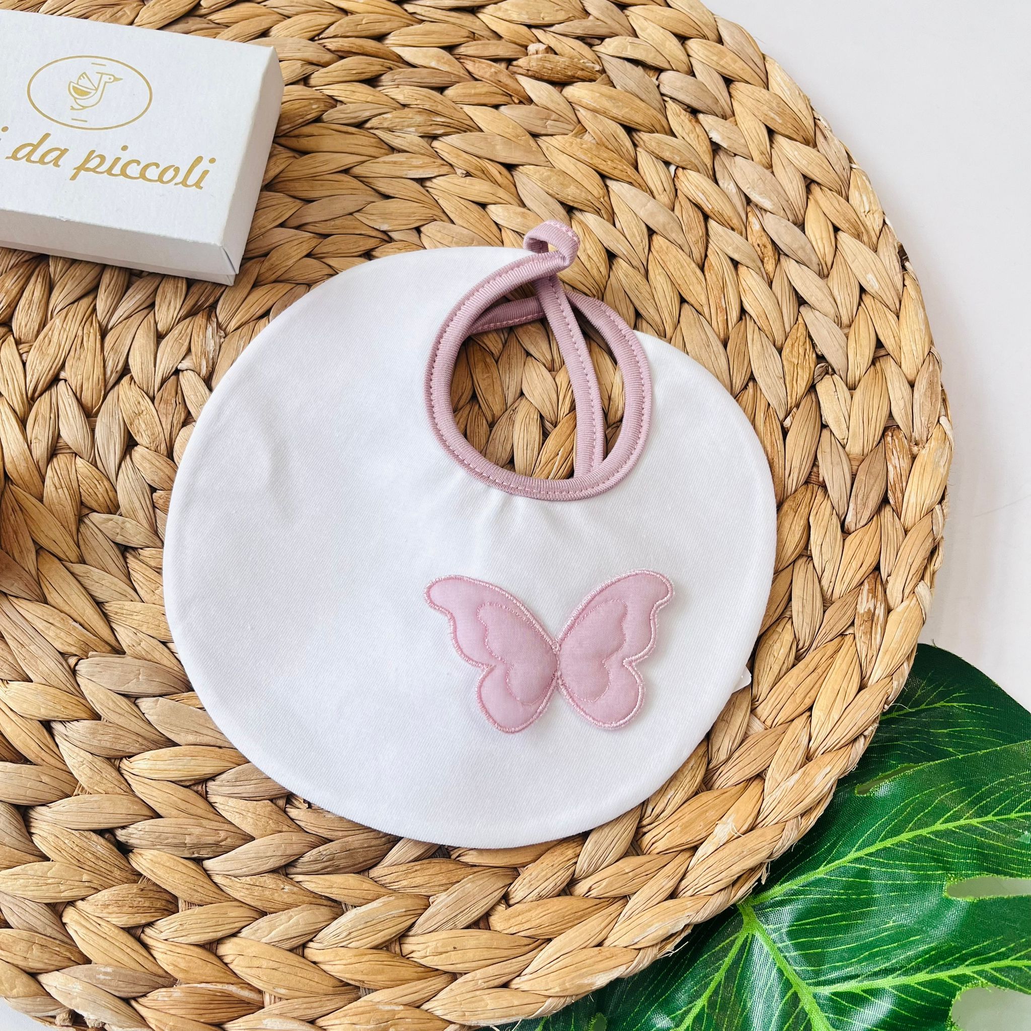 BAVETTA FARFALLA BIANCO ROSA - Noi da piccoli