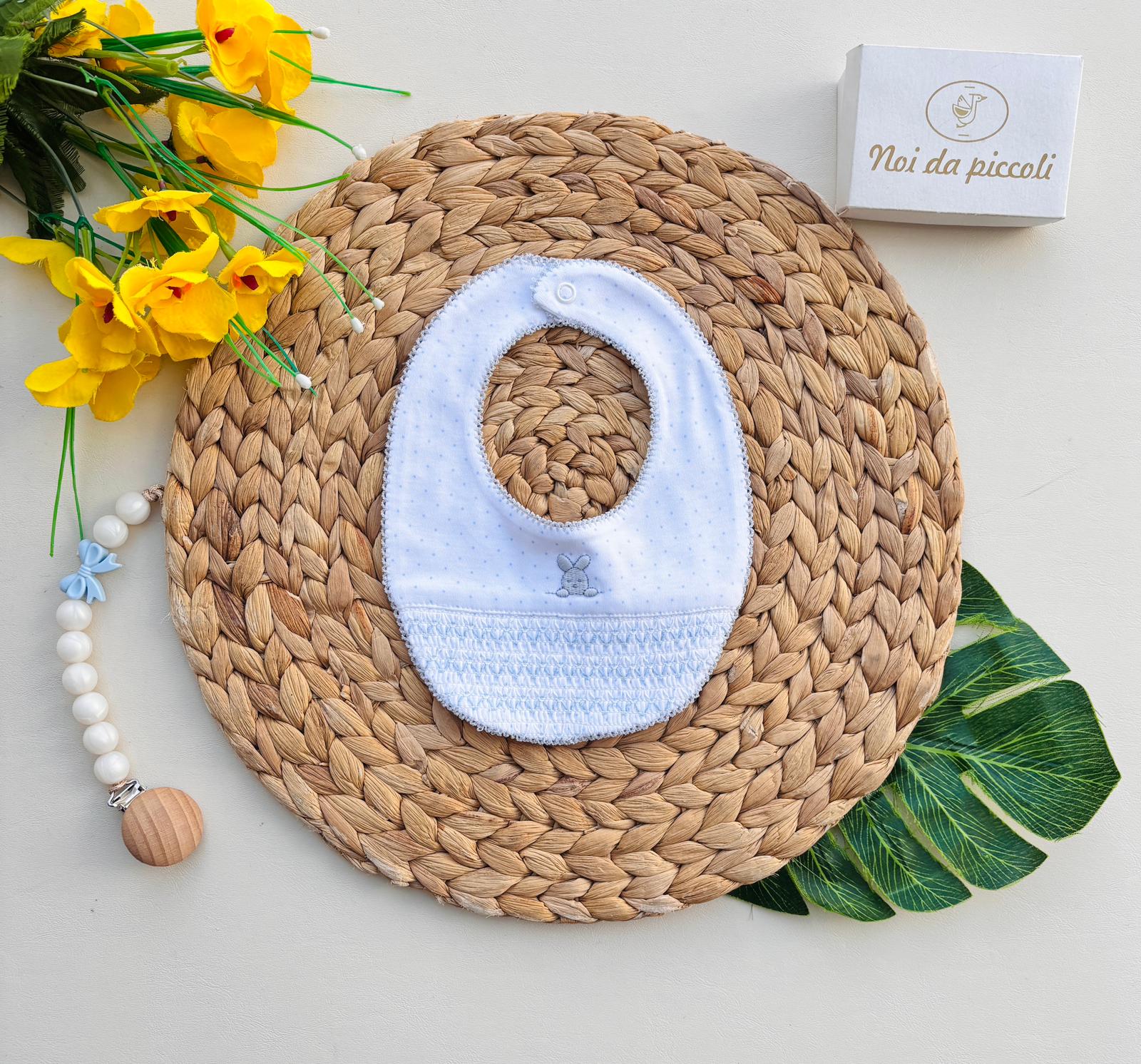 BAVETTA IN COTONE A POIS BIANCO CIELO - Noi da piccoli