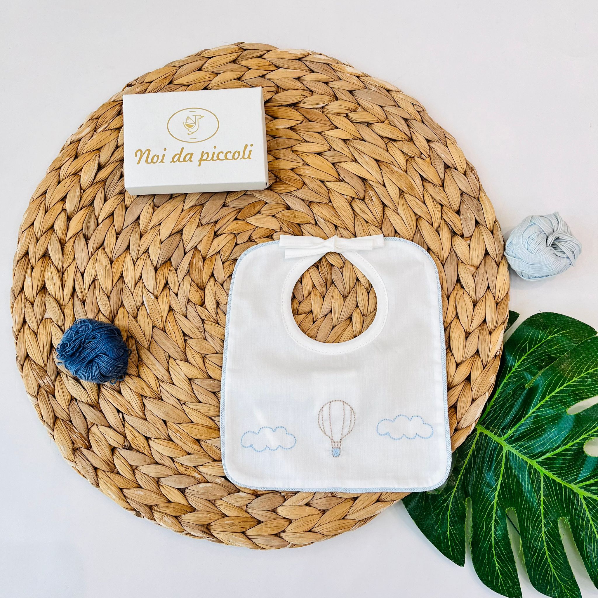 BAVETTA MONGOLFIERA 100 % COTONE CIELO VANIGLIA - Noi da piccoli