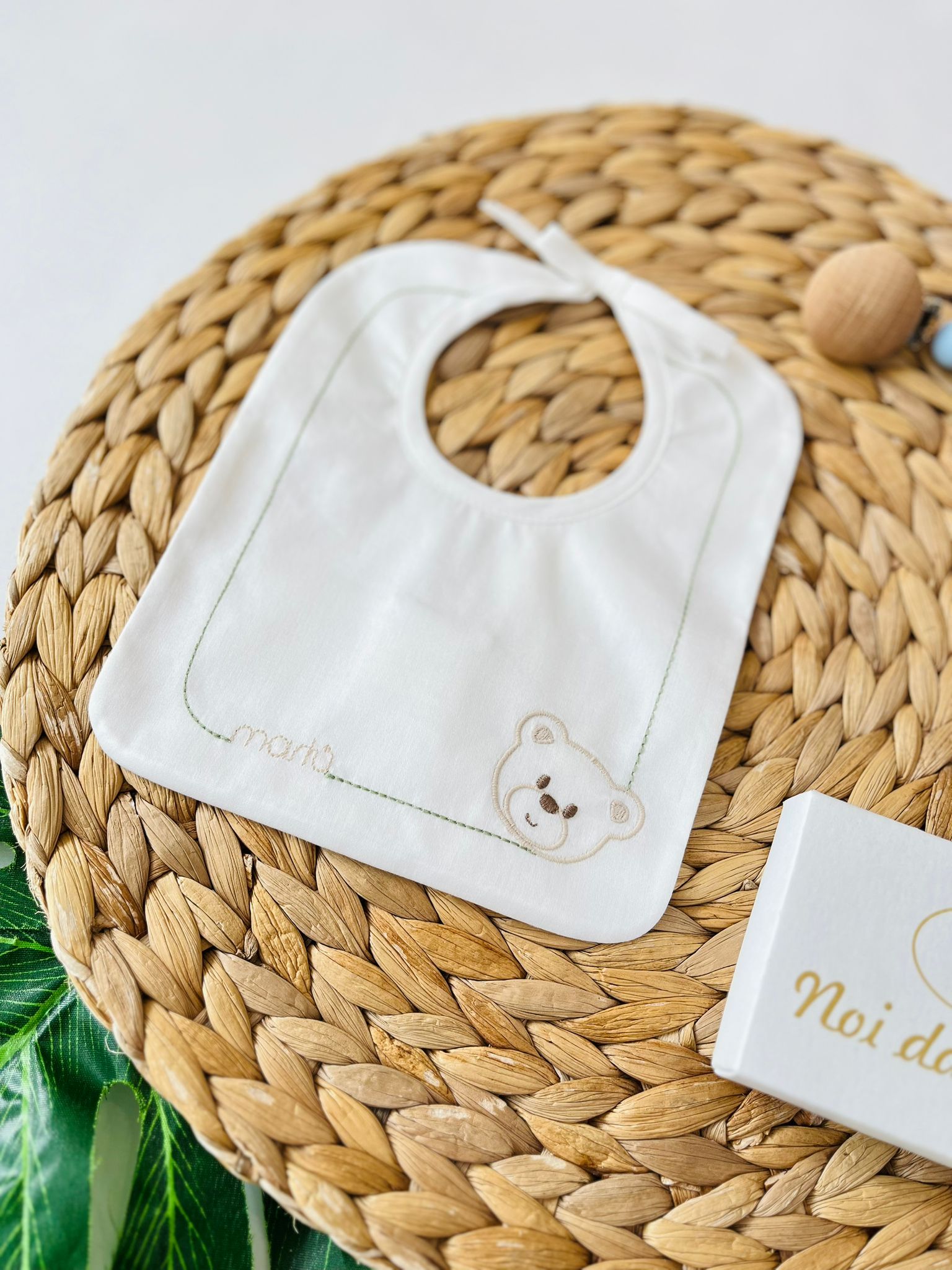 BAVETTA TENERO ORSETTO 100 % COTONE VANIGLIA - Noi da piccoli