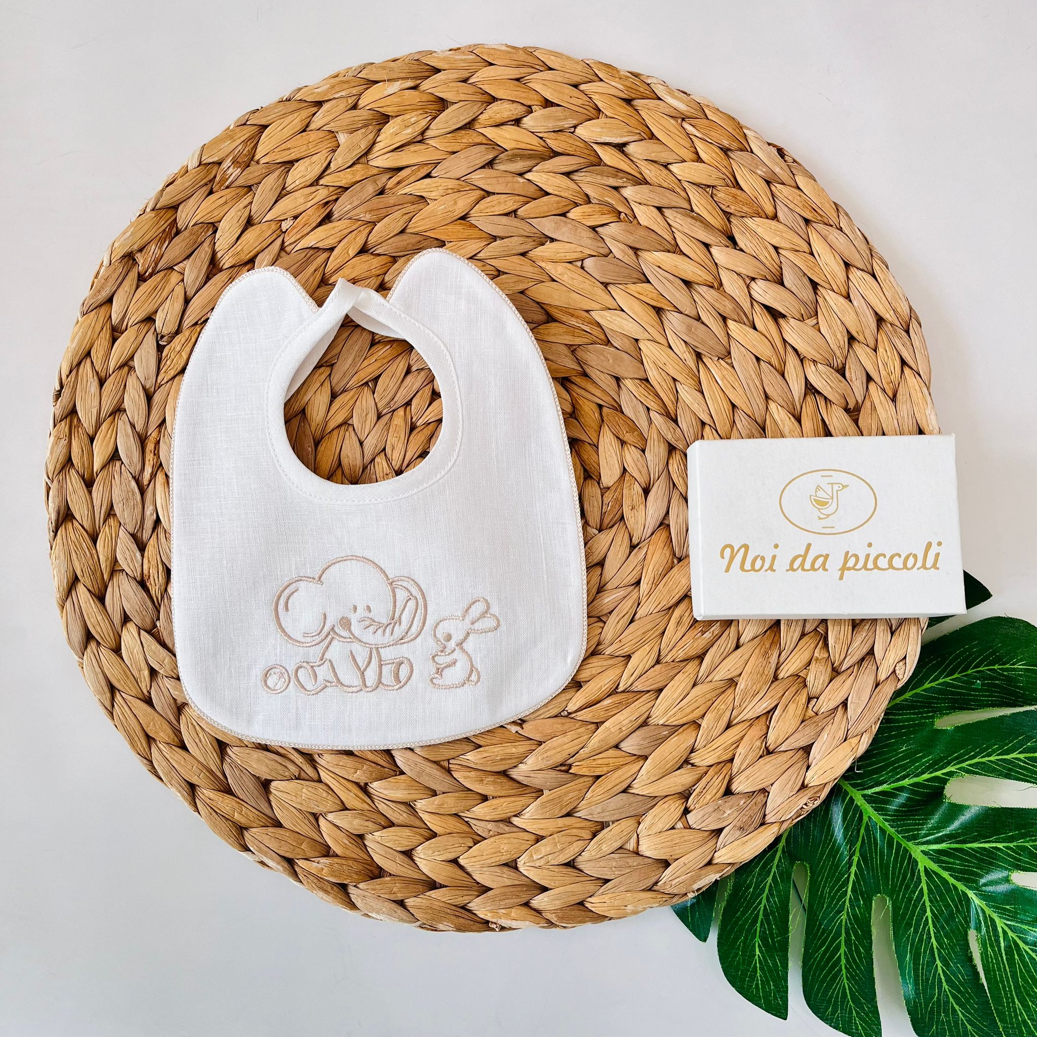 BAVETTO BIANCO ELEFANTE E CONIGLIETTO - Noi da piccoli