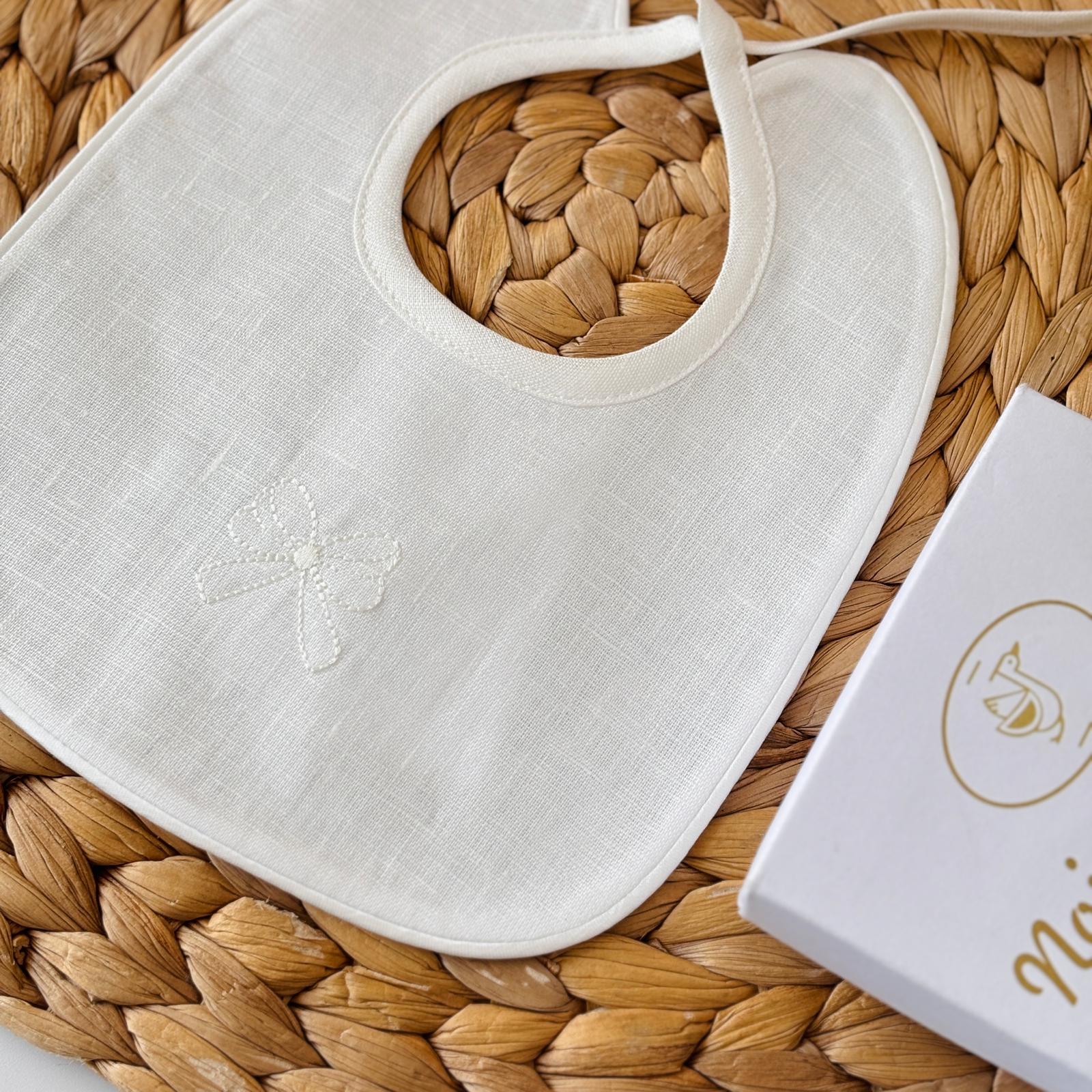 BAVETTO CON FIOCCHETTO 100% LINO - Noi da piccoli