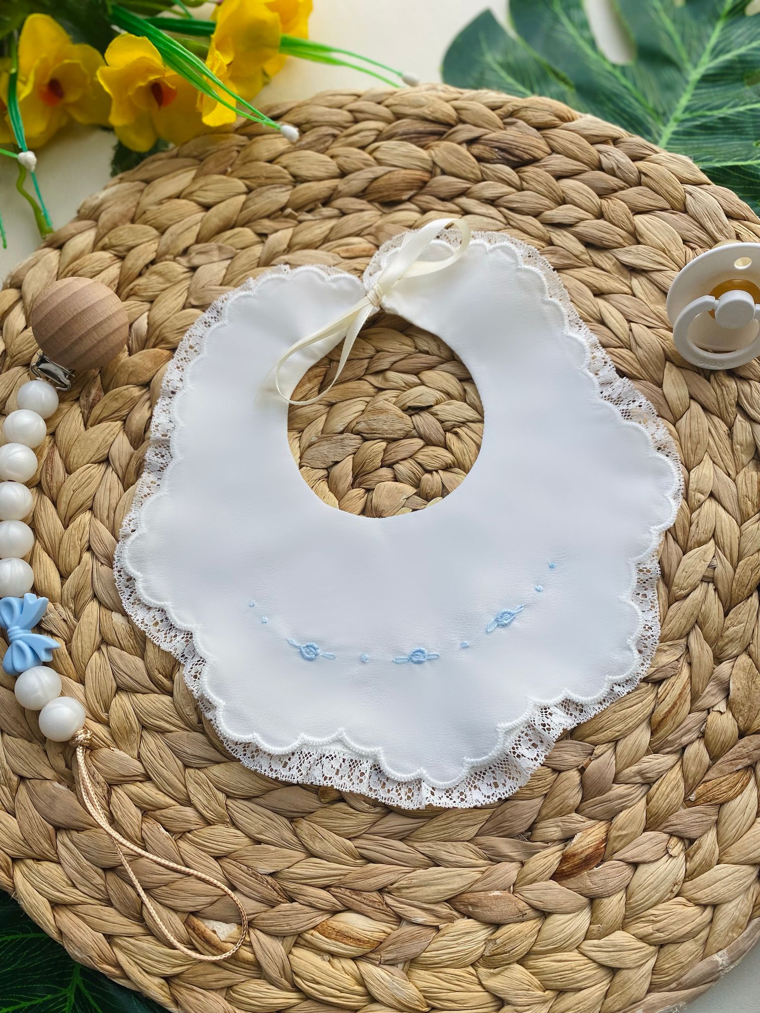 BAVETTO Cotone Bianco e cielo - Noi da piccoli