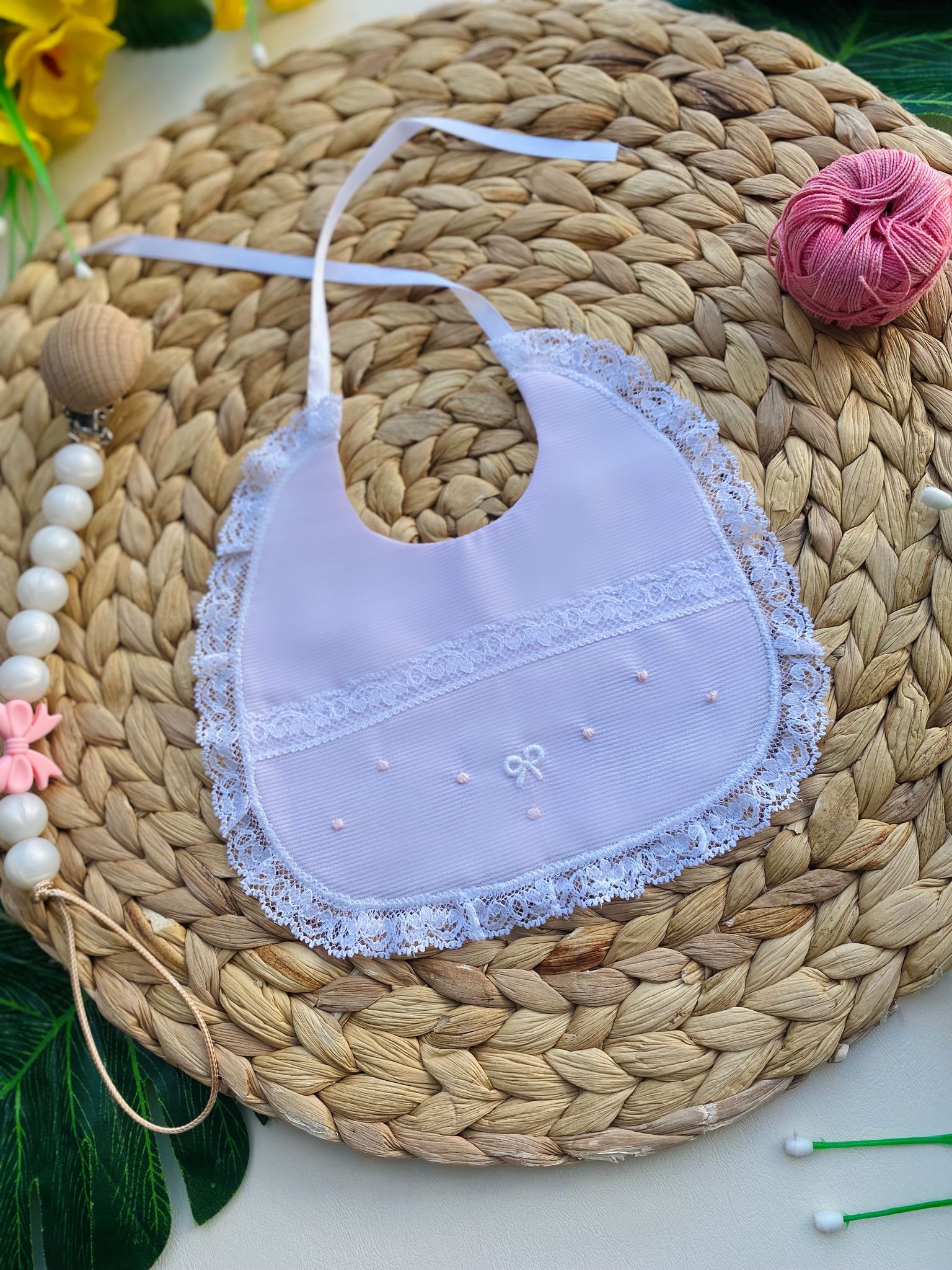 BAVETTO Cotone Rosa e bianco - Noi da piccoli