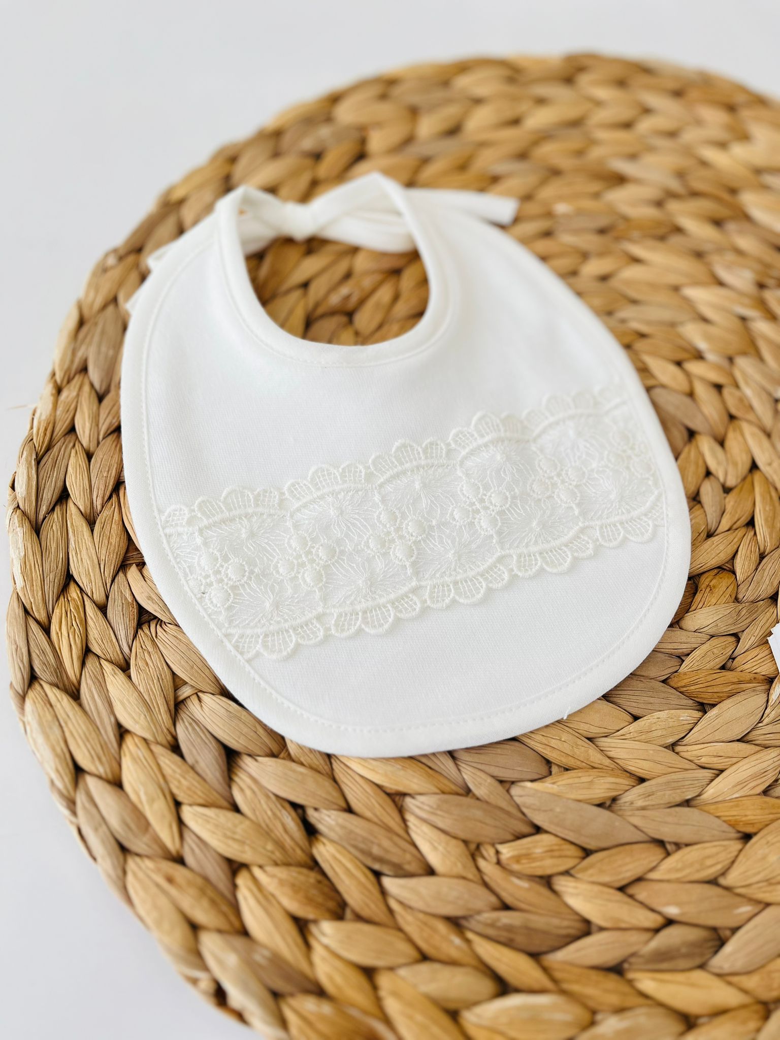 BAVETTO MERLETTO 100 % COTONE PANNA - Noi da piccoli