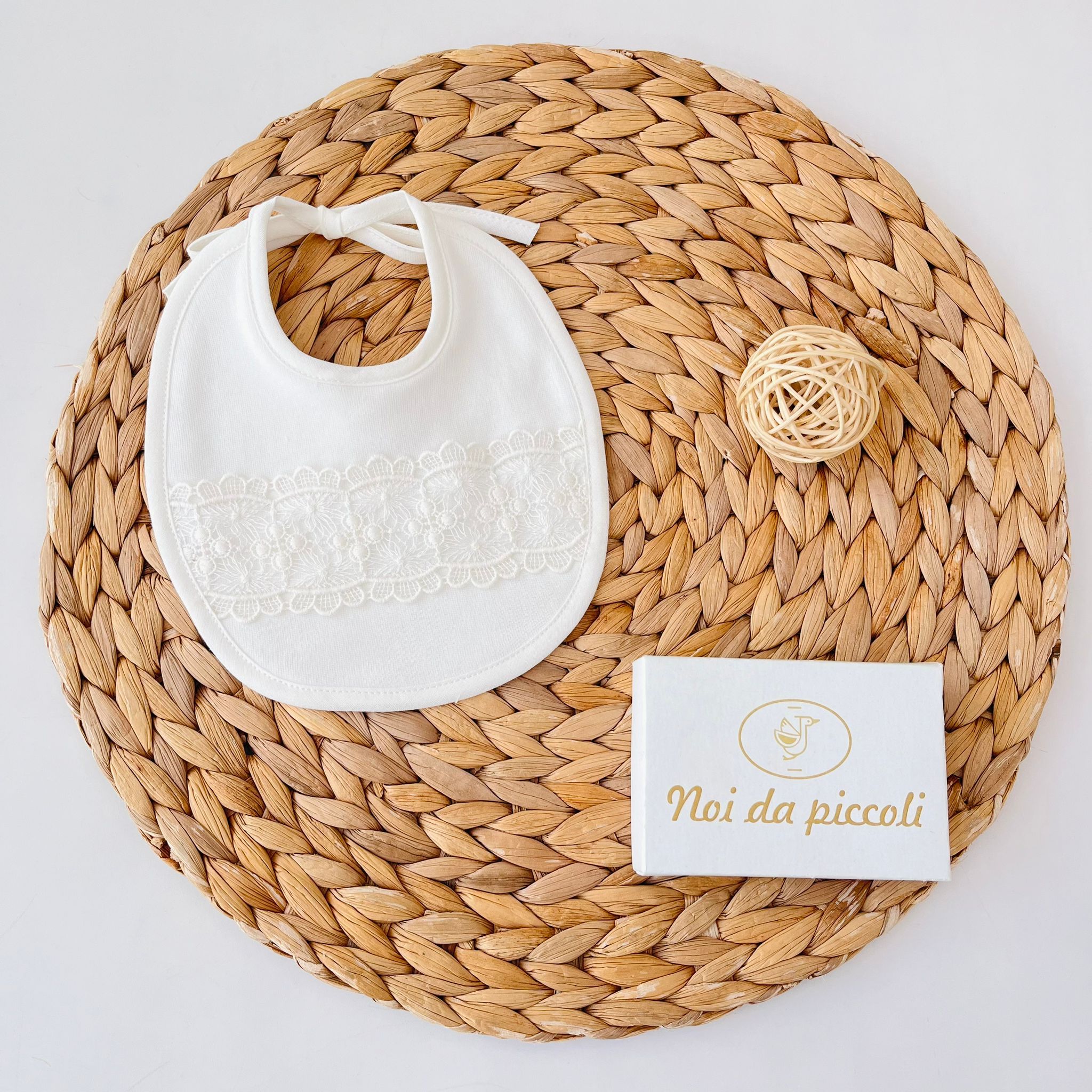 BAVETTO MERLETTO 100 % COTONE PANNA - Noi da piccoli