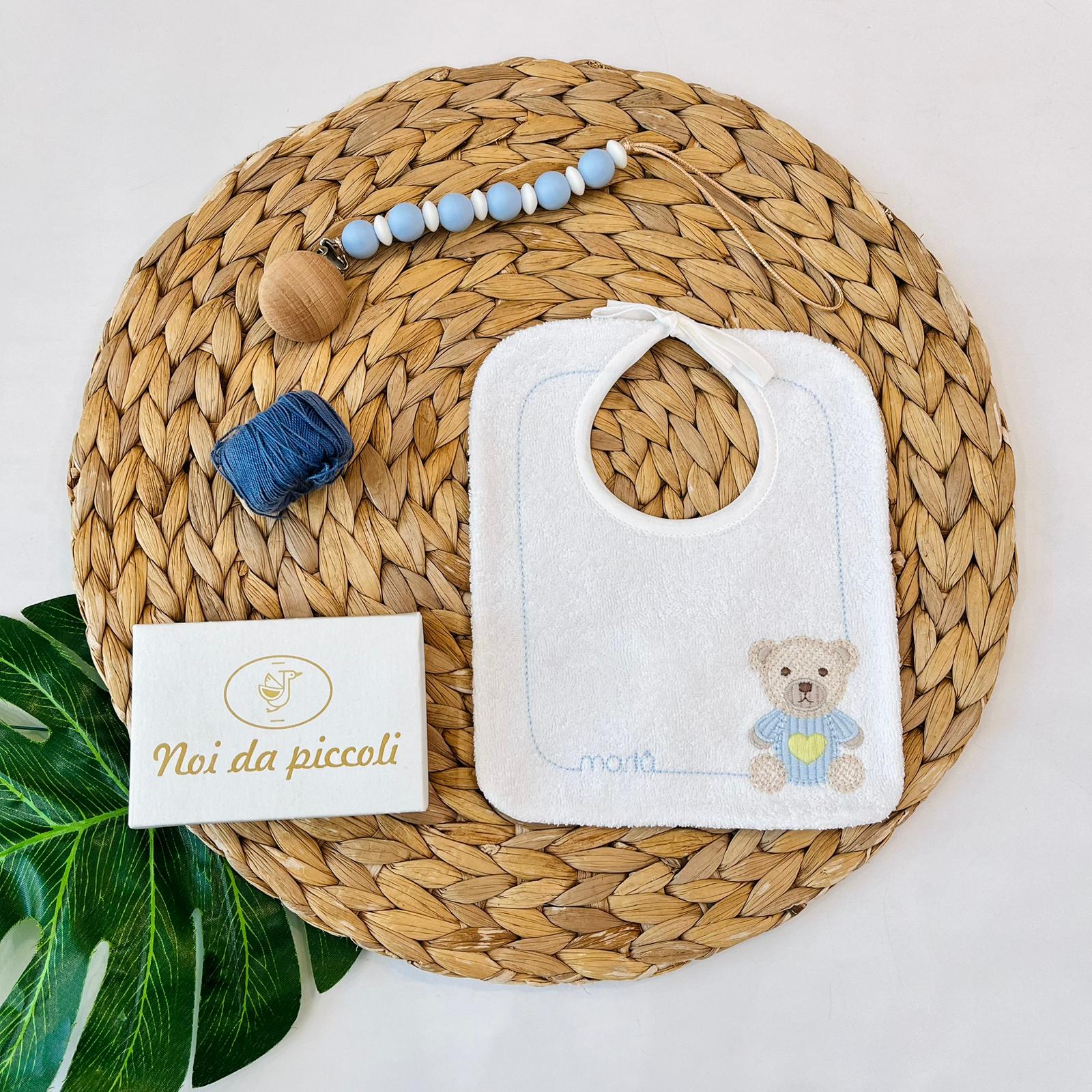 BAVETTO ORSETTO 100 % COTONE POLVERE LIME - Noi da piccoli