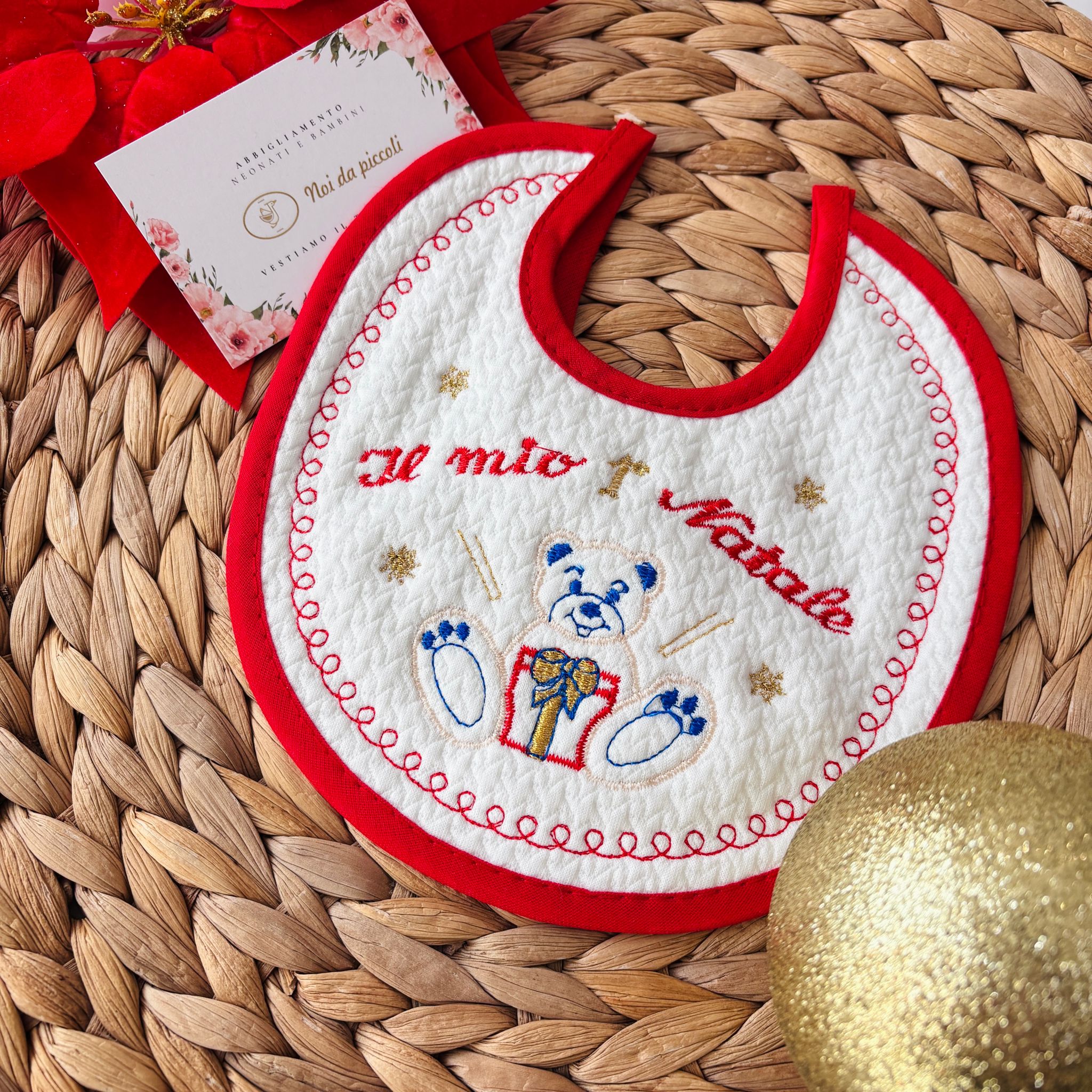 BAVETTO PRIMO NATALE TEDDY SORPRESA BIANCO - Noi da piccoli