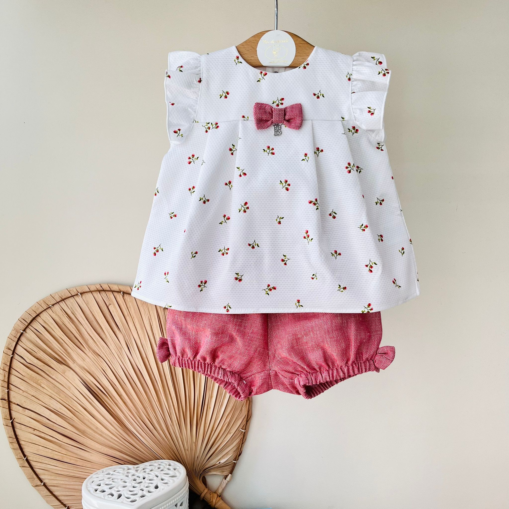 BLUSA CON CULOTTINA 100 % COTONE BIANCO - Noi da piccoli