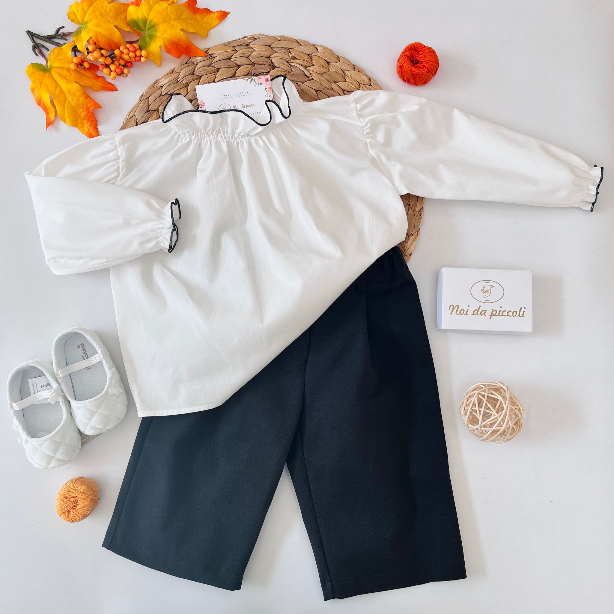 BLUSA CON PANTALONE PALAZZO BLU - Noi da piccoli