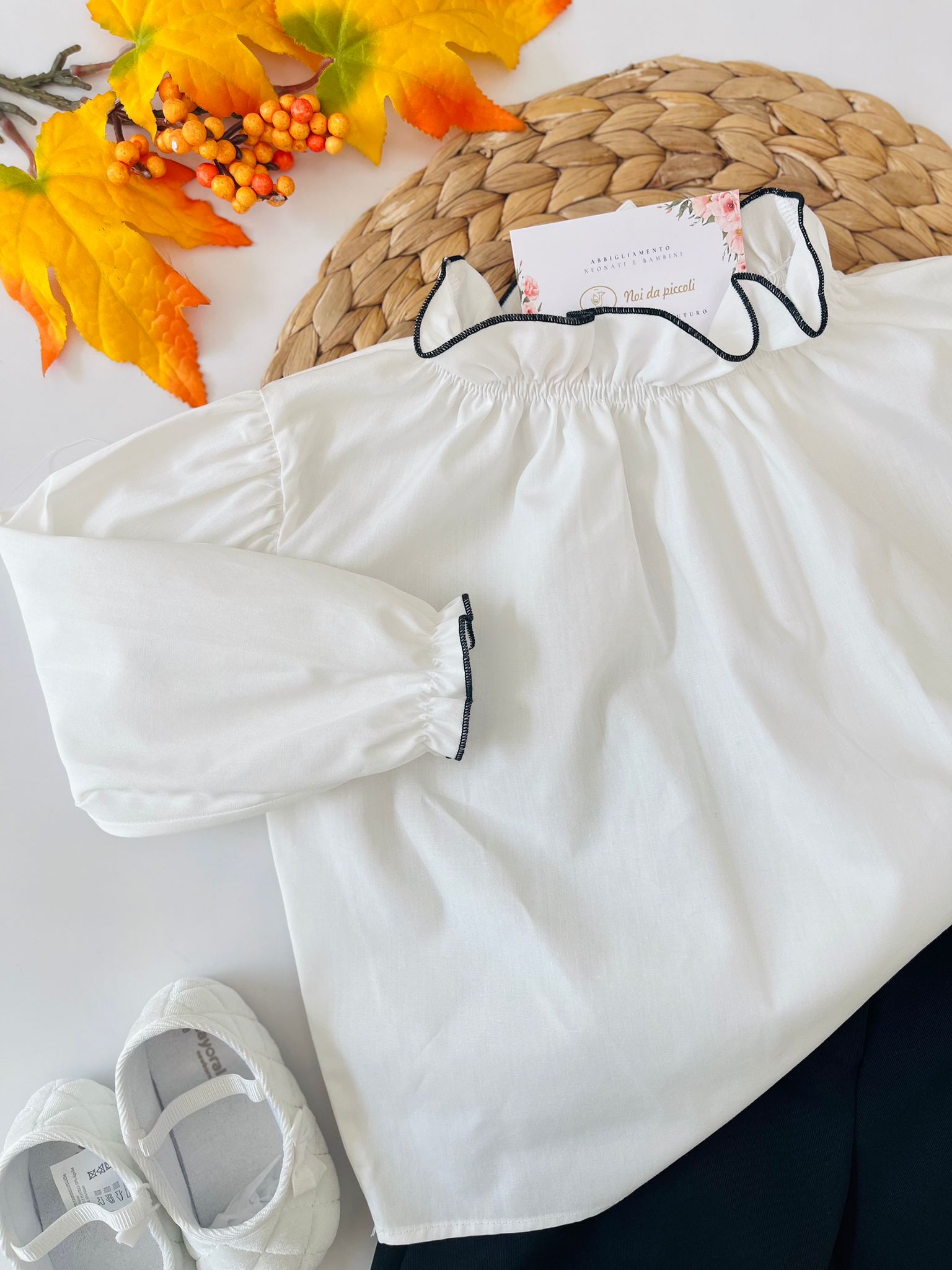 BLUSA CON PANTALONE PALAZZO BLU - Noi da piccoli