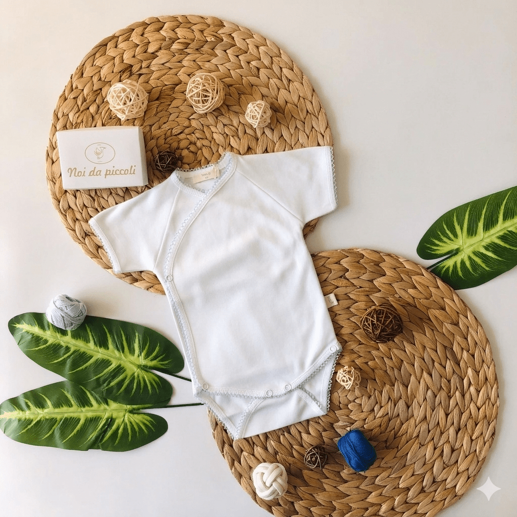 BODY 100 % COTONE BORDINO CIELO - Noi da piccoli