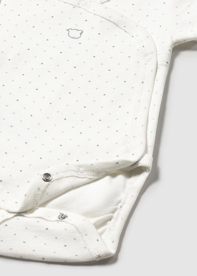 BODY A MANICA CORTA CON CUORICINI Bianco Cielo - Noi da piccoli
