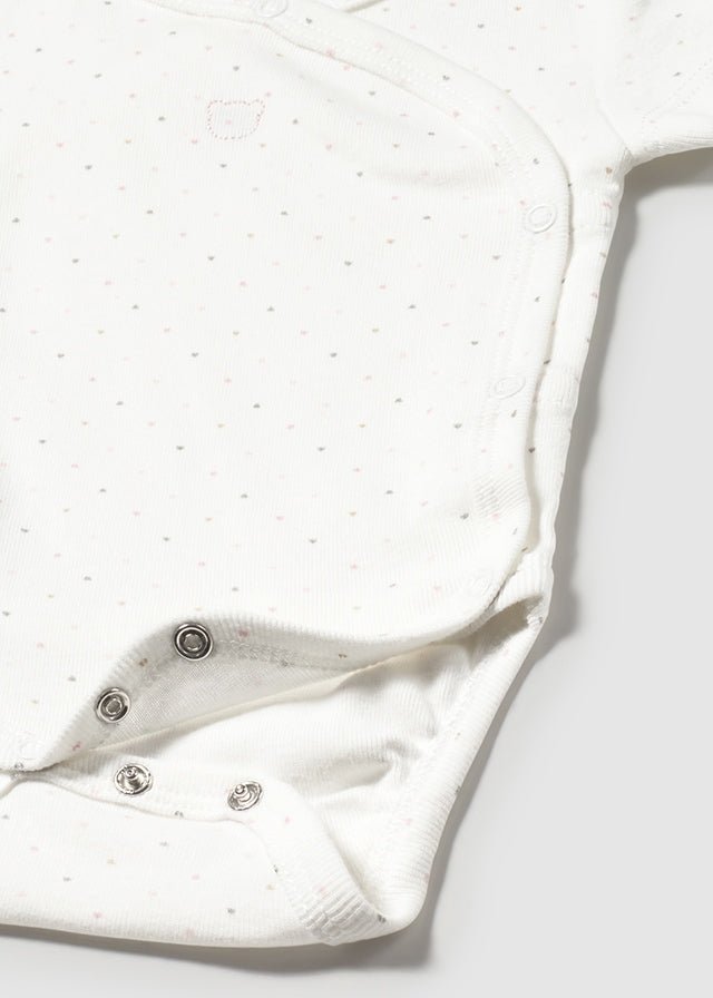 BODY A MANICA CORTA CON CUORICINI BIANCO ROSA - Noi da piccoli