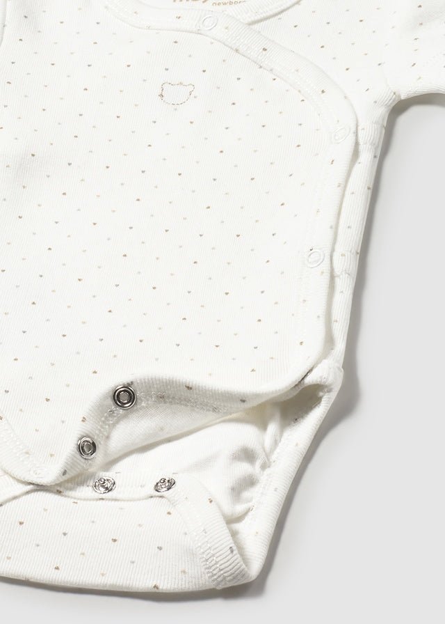 BODY A MANICA CORTA CON CUORICINI BIANCO\BEIGE - Noi da piccoli