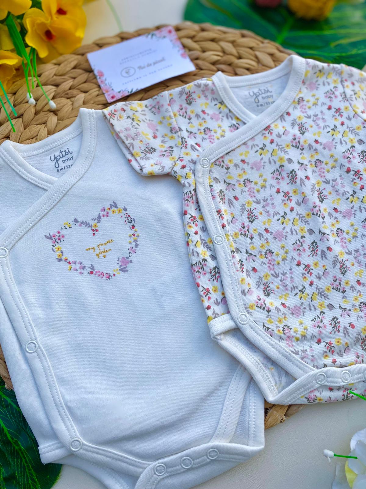 body bi - pack 100 % COTONE bianco - rosa - Noi da piccoli