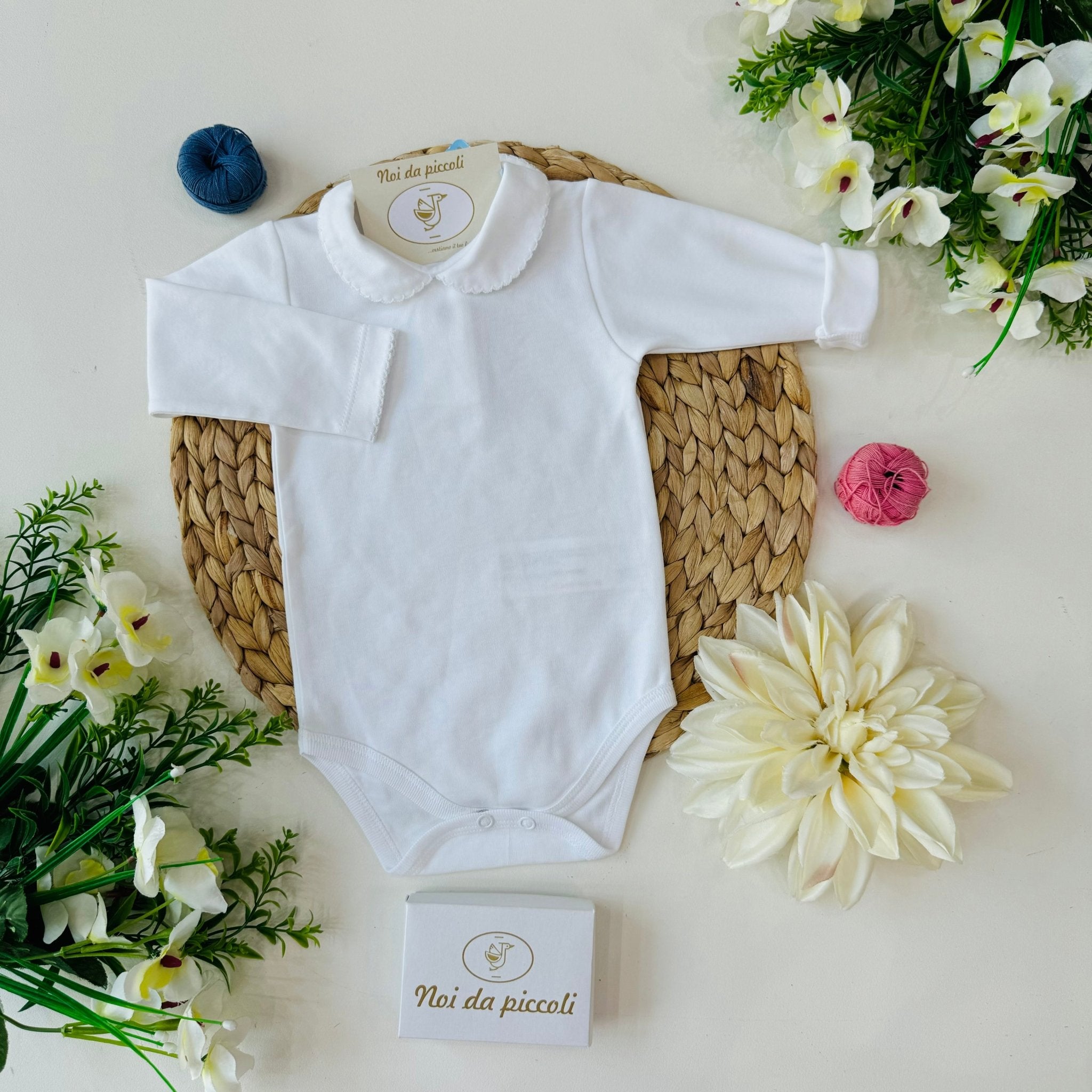 BODY BIANCO MANICA LUNGA CON COLLETTO - Noi da piccoli