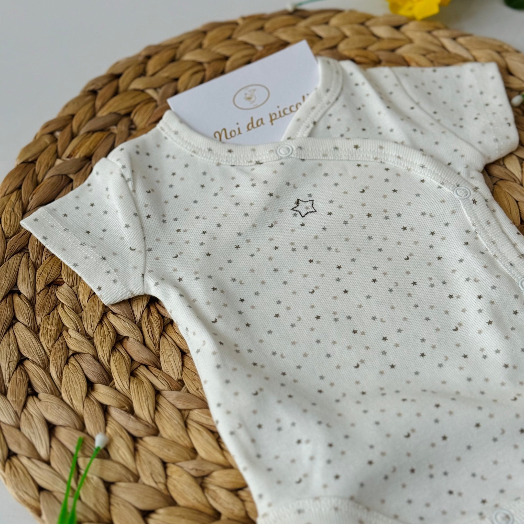 BODY BIANCO STELLINA BEIGE CALDO COTONE - Noi da piccoli